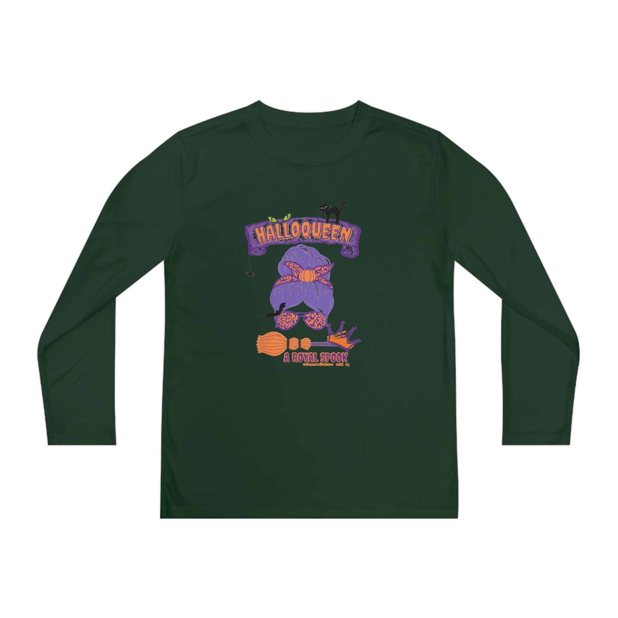 Urban SoulShine & co Kids clothes Forest Green / L HalloQueen: A Royal Spook Halloween Youth Long Sleeve Moisture Wicking Tee