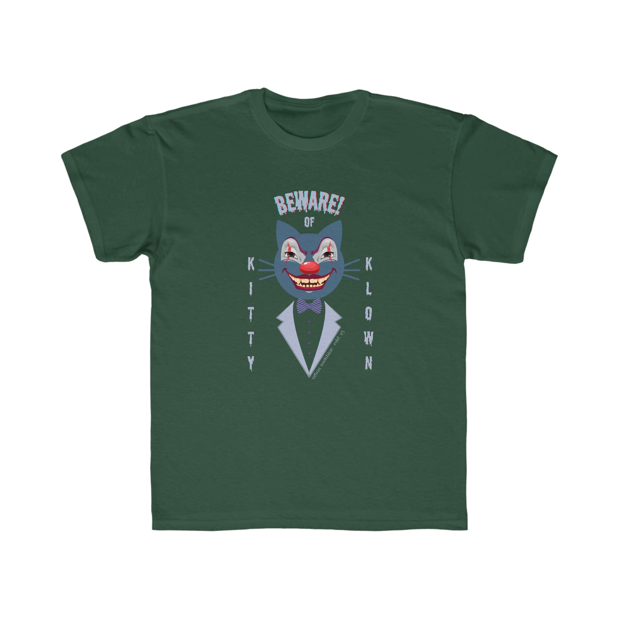 Urban SoulShine & co Kids clothes Forest / XS BEWARE of KITTY KLOWN Youth/Kid's Halloween Tee (unisex)