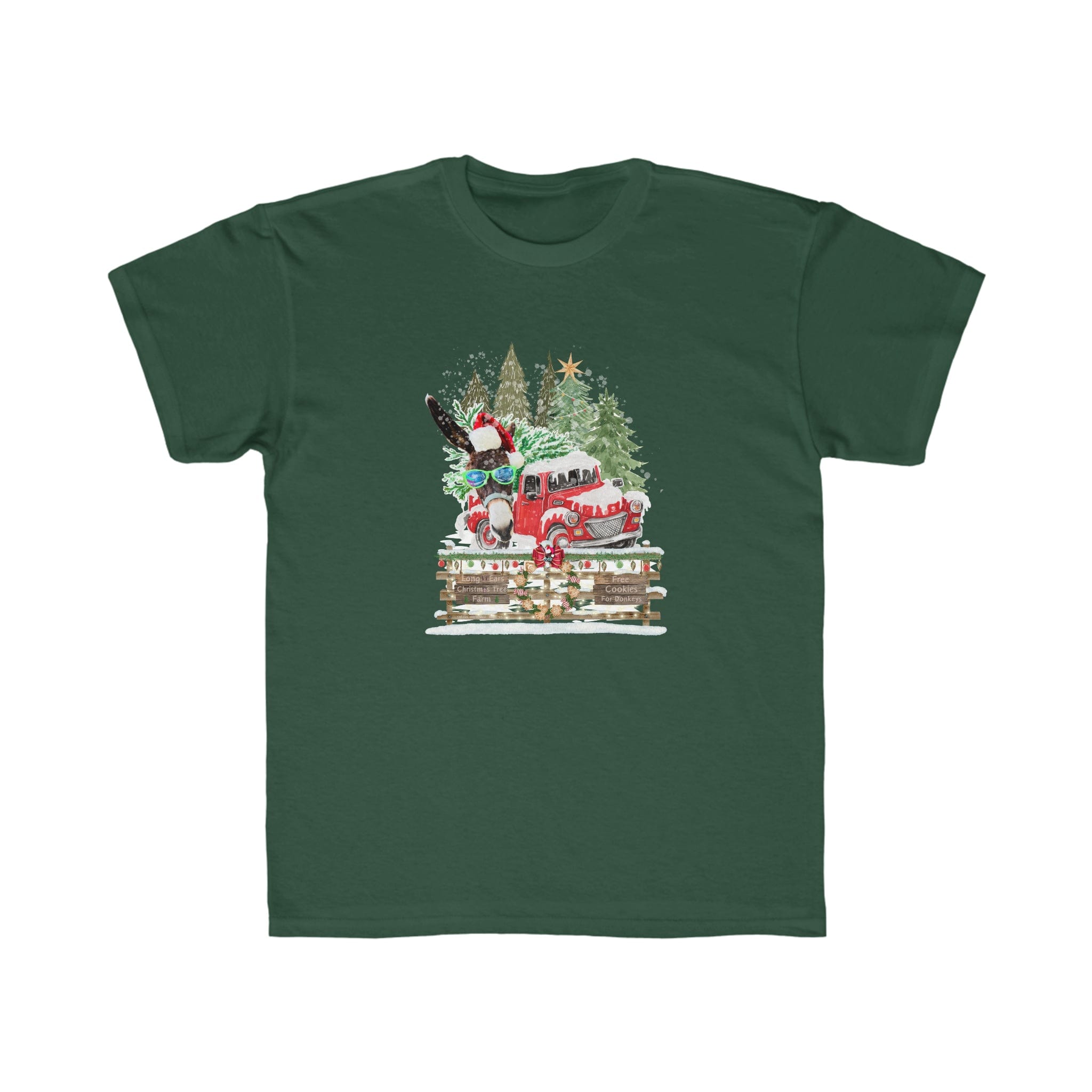 Urban SoulShine & co Kids clothes Forest / XS Long Ears Christmas Tree Farm Donkey Claus Soft Tee (Unisex Youth)