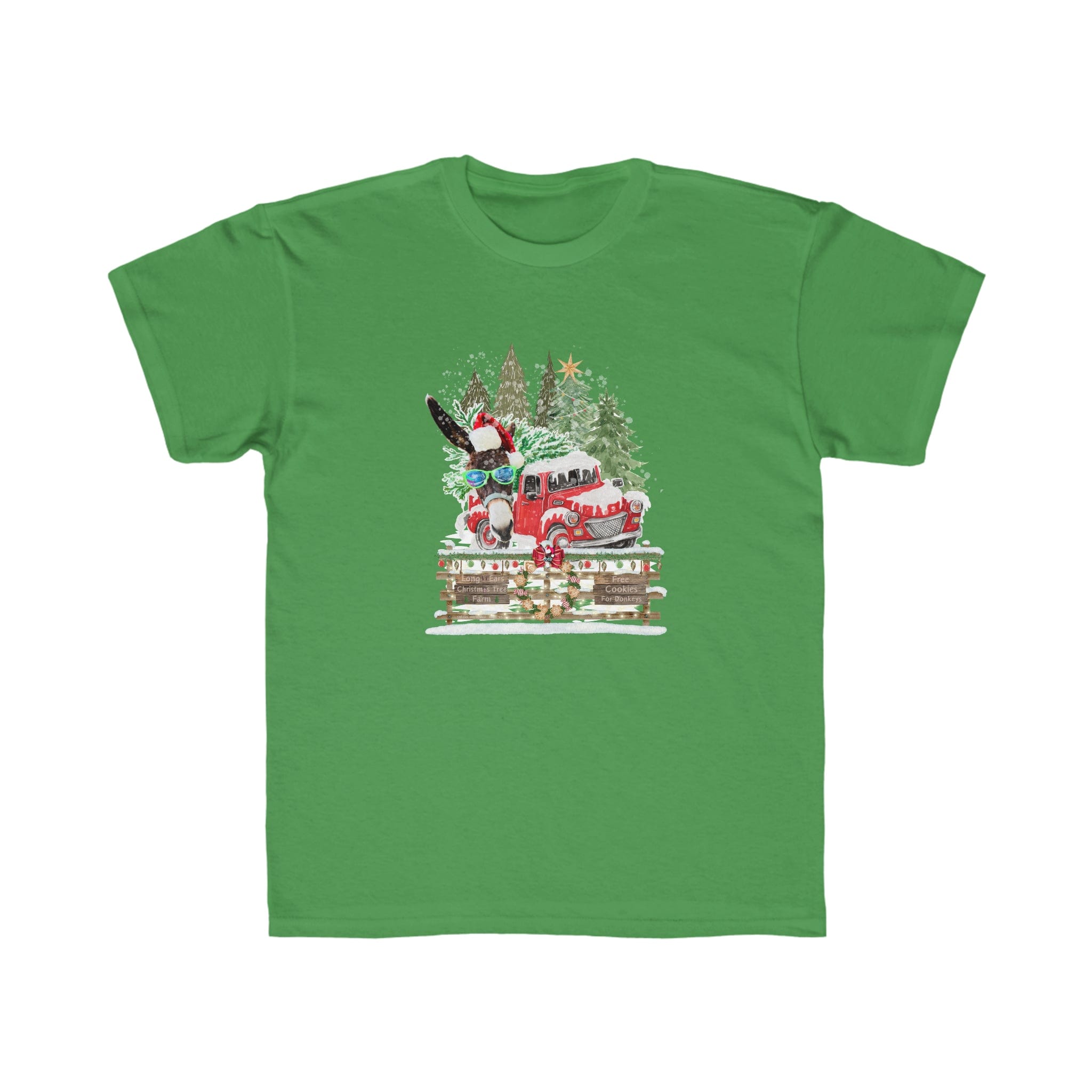 Urban SoulShine & co Kids clothes Grass Green / XS Long Ears Christmas Tree Farm Donkey Claus Soft Tee (Unisex Youth)