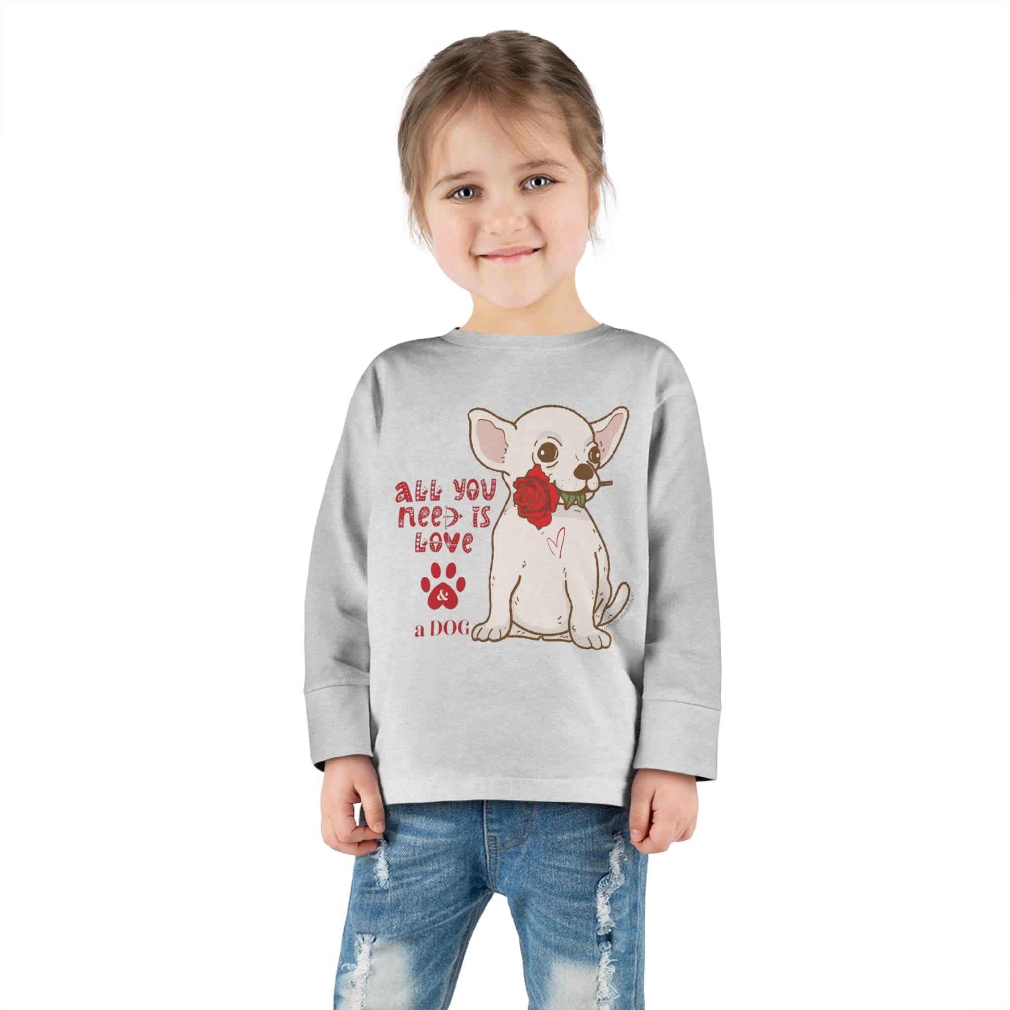 Urban SoulShine & co Kids clothes Heather / 2T All You Need Is Love & a Dog Toddler Long Sleeve Tee