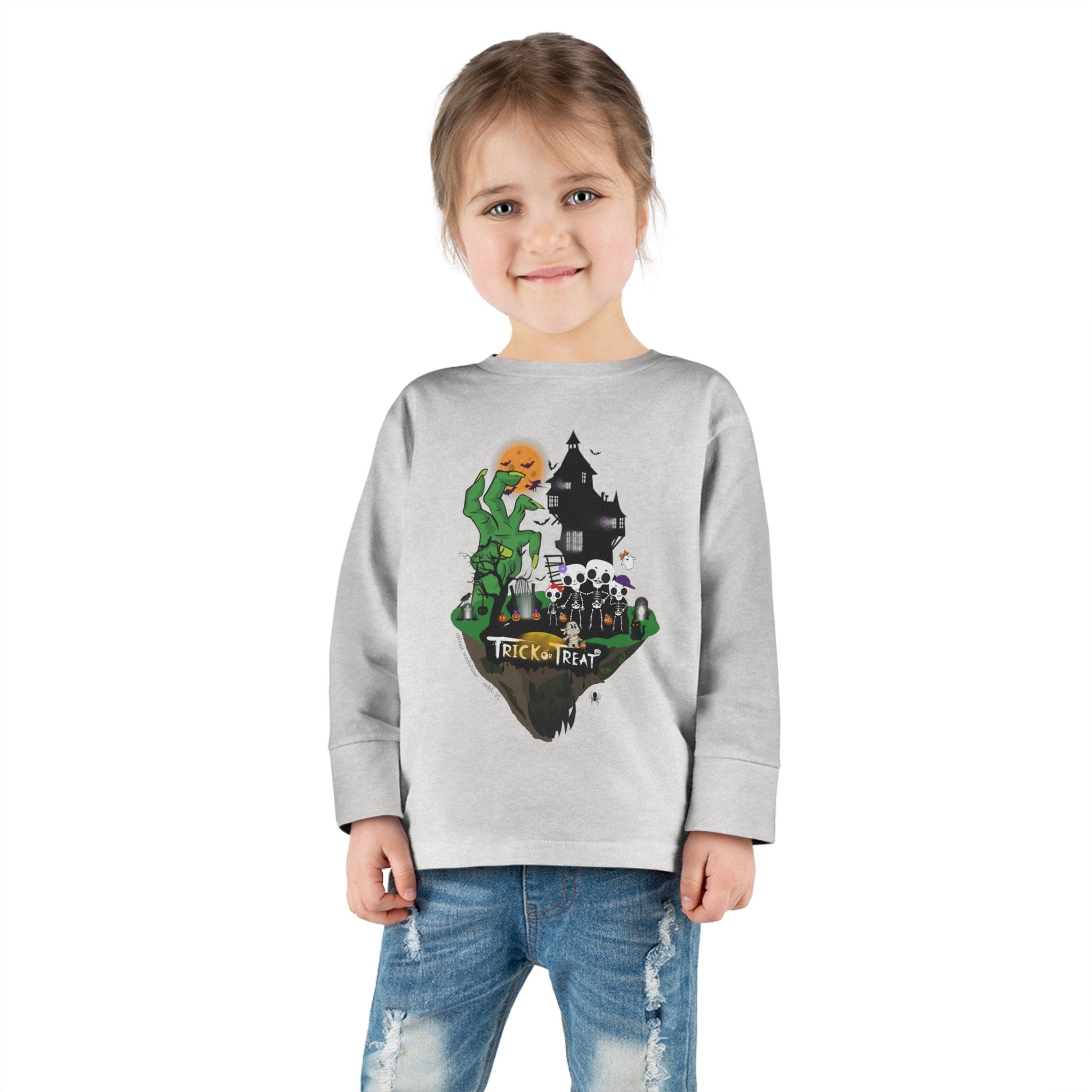 Urban SoulShine & co Kids clothes Heather / 2T Spooky Island Halloween Toddler Long Sleeve Tee