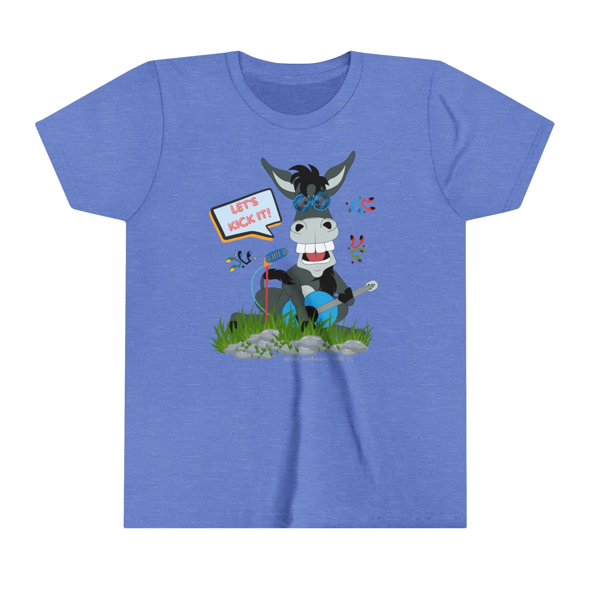 Urban SoulShine & co Kids clothes Heather Columbia Blue / S Let's Kick It Donkey Youth Tee (unisex)