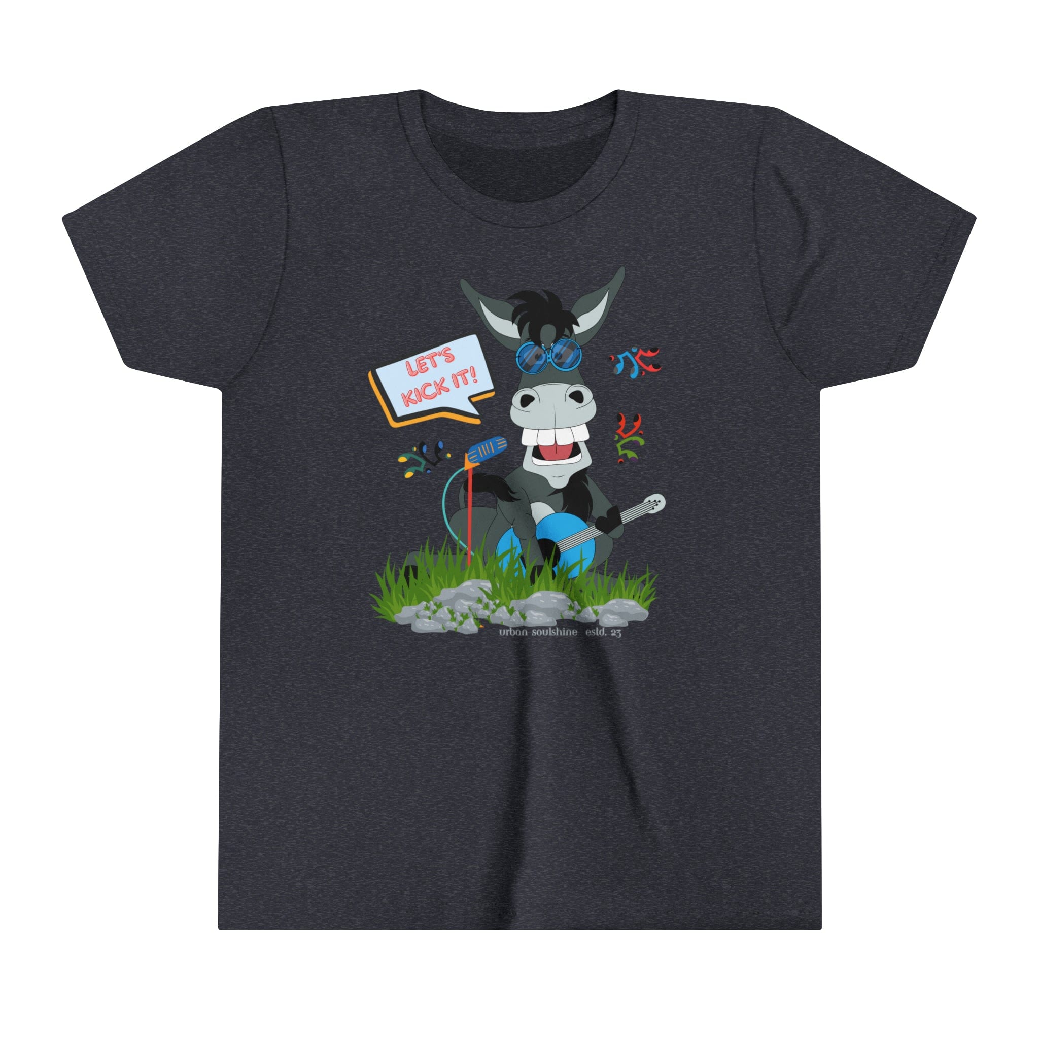 Urban SoulShine & co Kids clothes Heather Navy / S Let's Kick It Donkey Youth Tee (unisex)