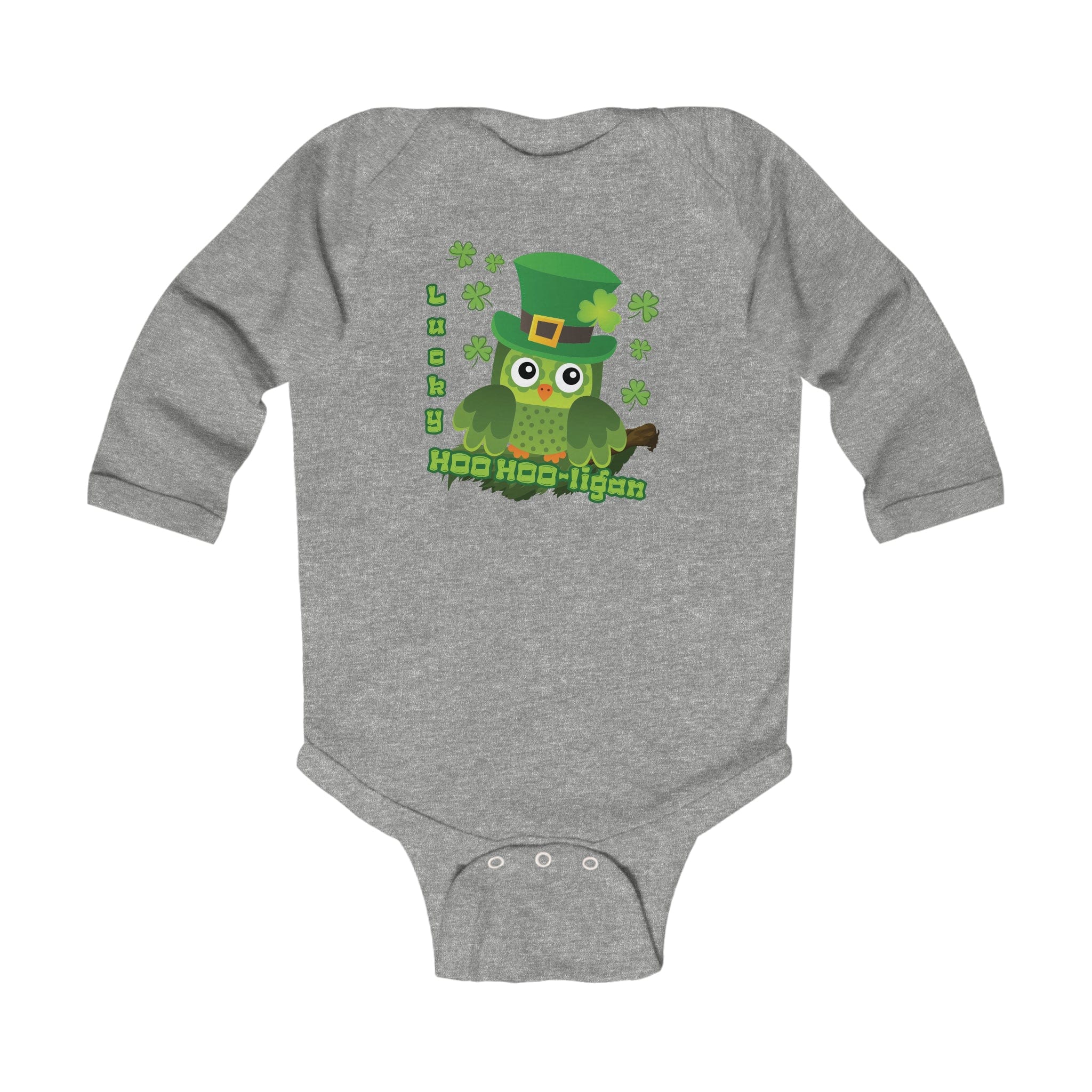  NB (0-3M) Lucky HOO HOO-ligan St. Patrick's Day Long Sleeve Onesie (Infant)