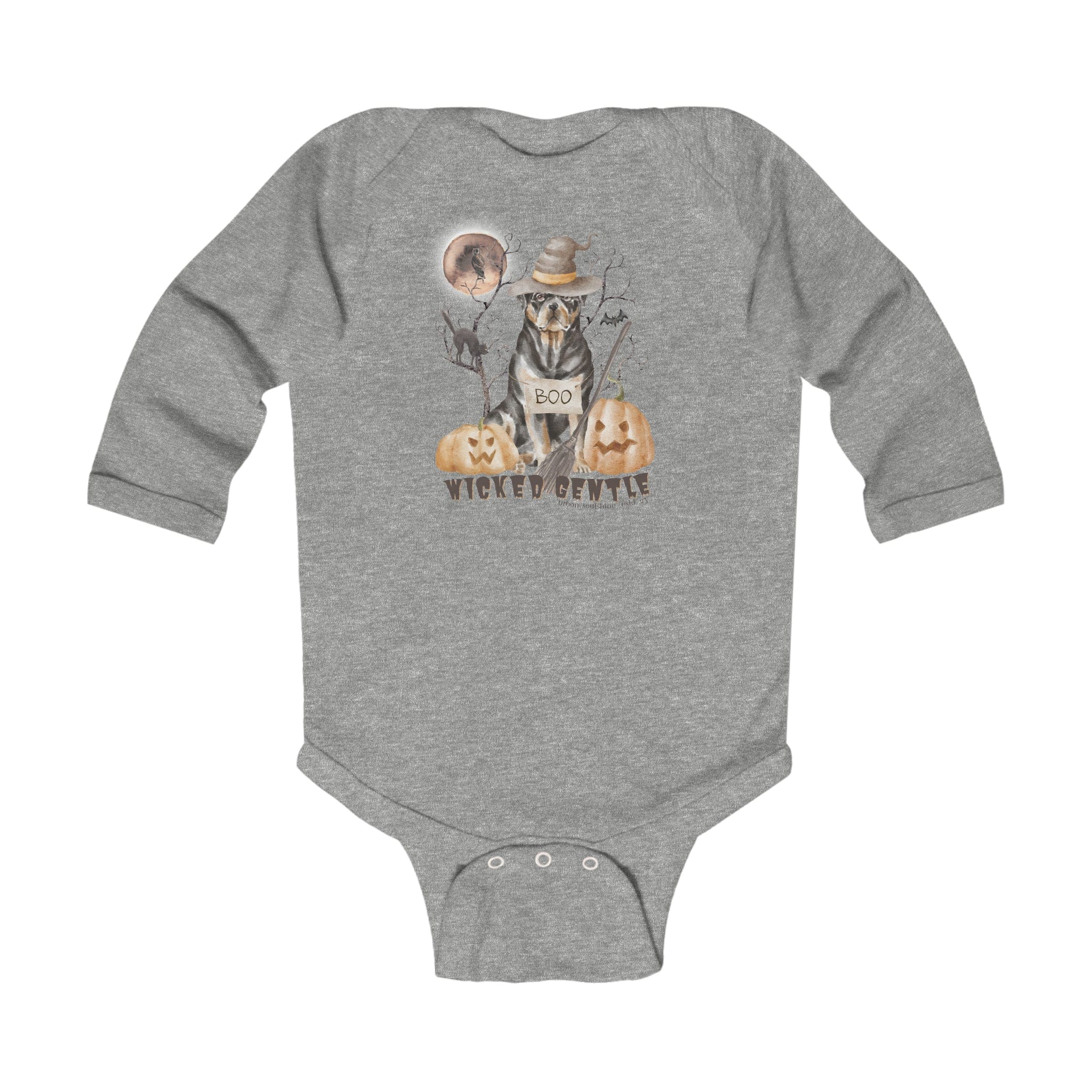 Urban SoulShine & co Kids clothes Heather / NB (0-3M) Wicked Gentle Halloween Dog Infant Long Sleeve Onesie