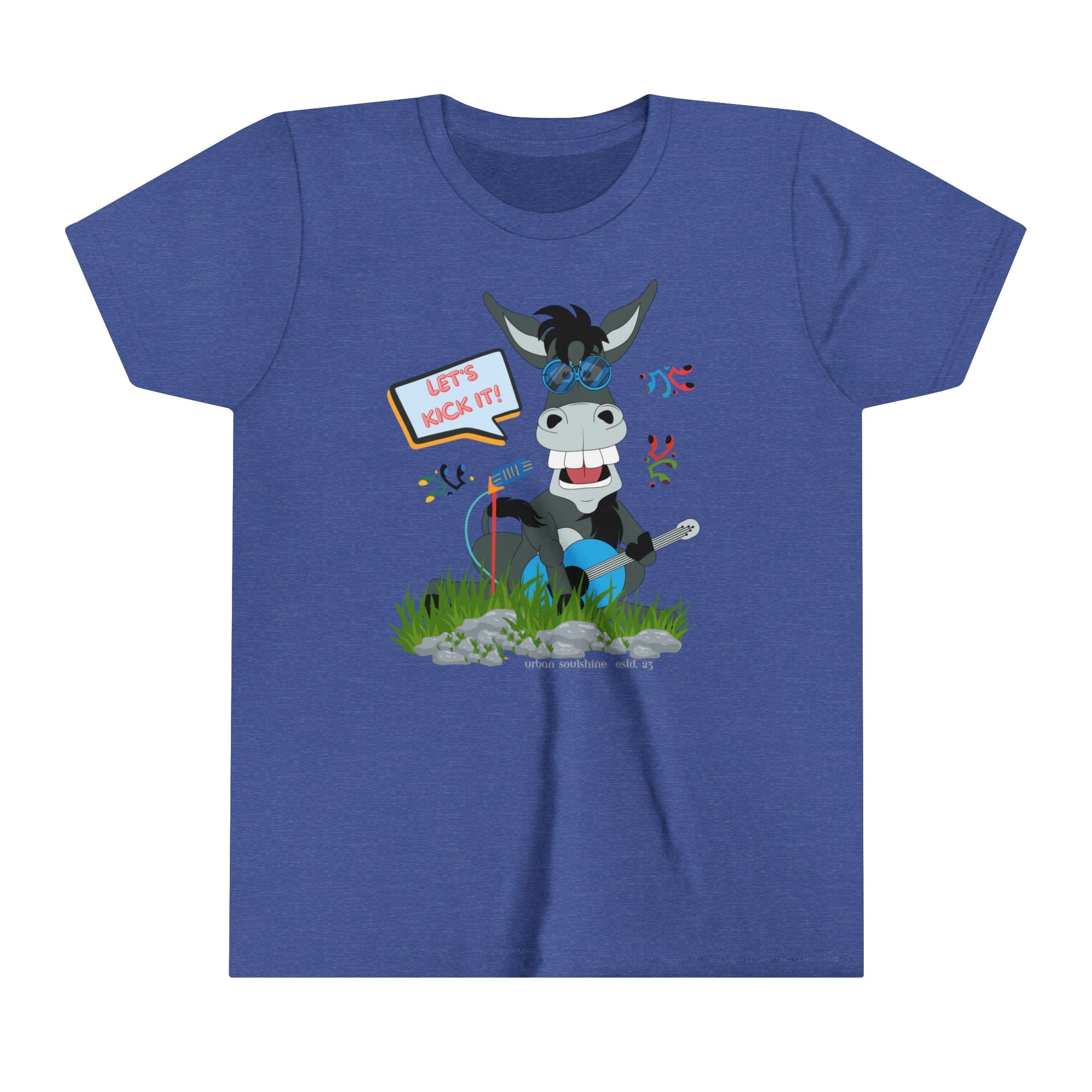 Urban SoulShine & co Kids clothes Heather True Royal / S Let's Kick It Donkey Youth Tee (unisex)