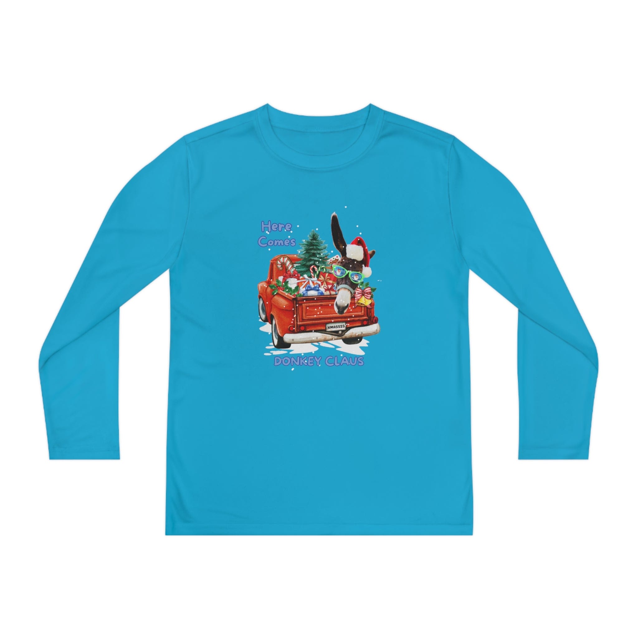 Urban SoulShine & co Kids clothes Here Comes Donkey Claus Long Sleeve Competitor Tee (Youth Unisex)