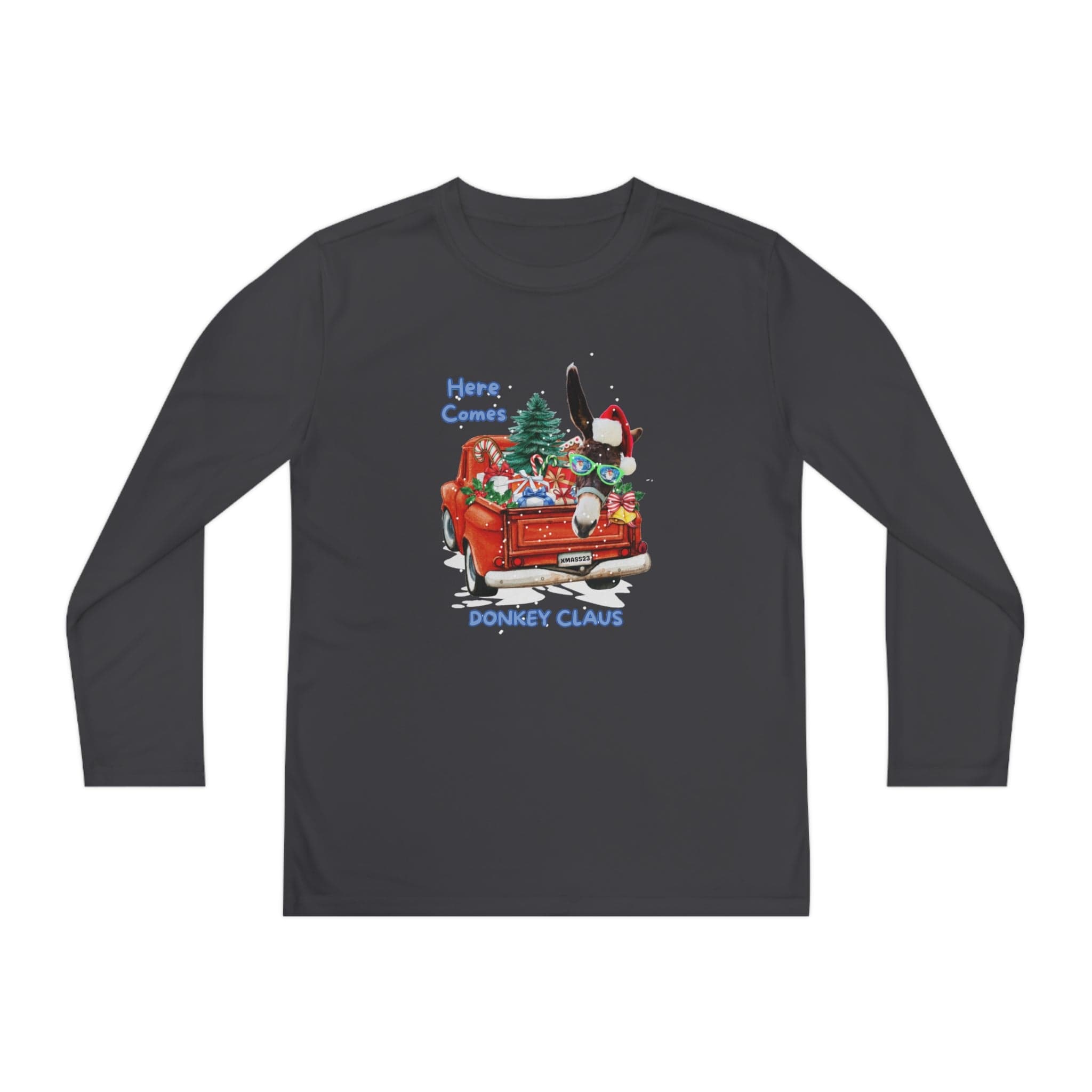 Urban SoulShine & co Kids clothes Here Comes Donkey Claus Long Sleeve Competitor Tee (Youth Unisex)