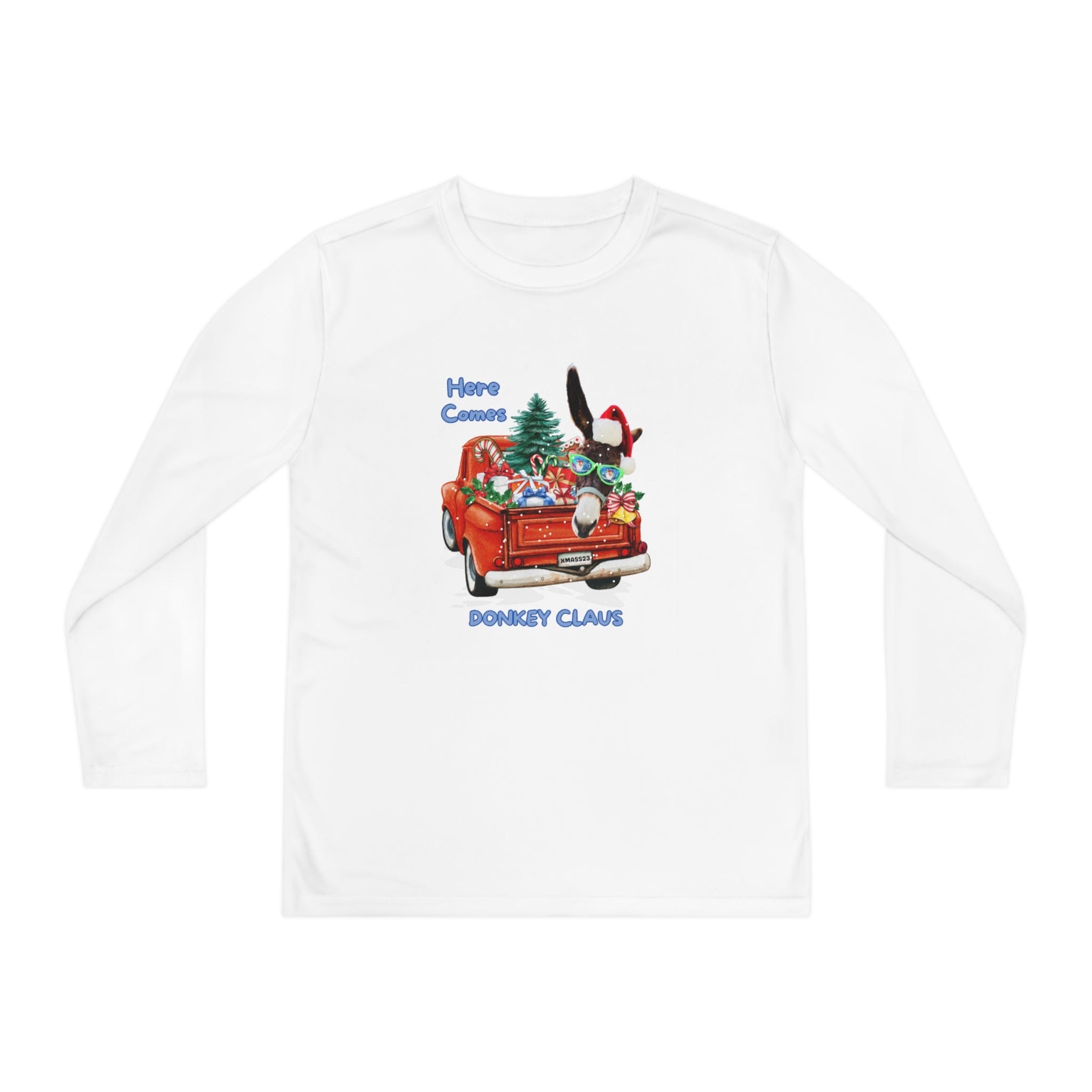 Urban SoulShine & co Kids clothes Here Comes Donkey Claus Long Sleeve Competitor Tee (Youth Unisex)