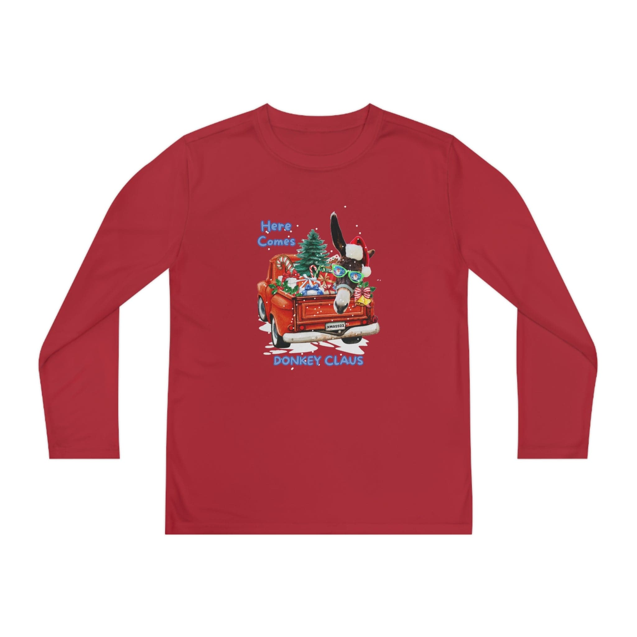 Urban SoulShine & co Kids clothes Here Comes Donkey Claus Long Sleeve Competitor Tee (Youth Unisex)