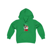 The "Do You Hear What I Hear Donkey Claus Hoodie (Youth Unisex)" by Urban SoulShine & Co features a green design with a festive Santa Claus dabbing, complete with a red and white scarf and hat. Snowflakes and the phrase "Dab Your Way to Christmas" enhance the holiday spirit against a white backdrop, making it an ideal choice for those looking for unique custom hoodie designs.