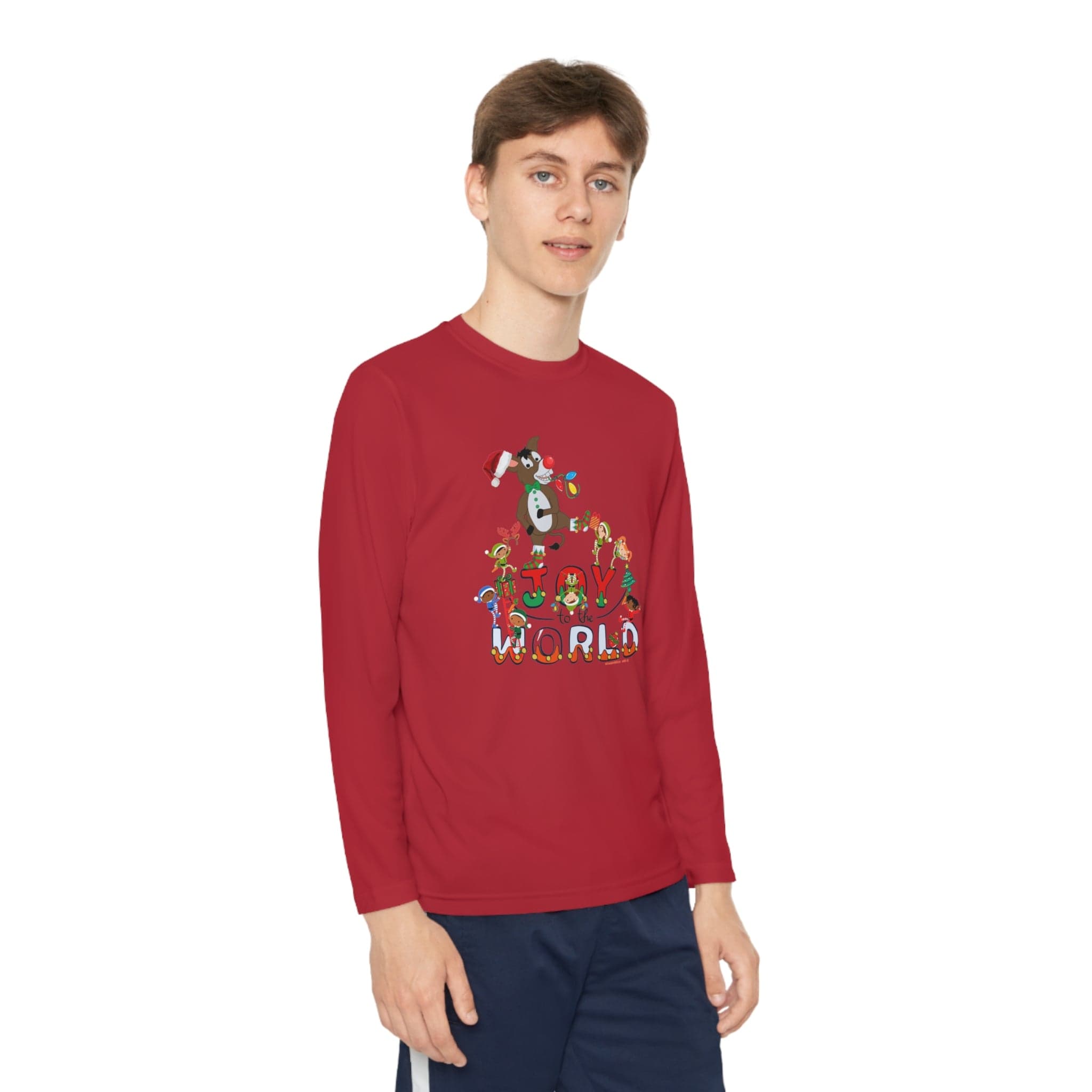 Urban SoulShine & co Kids clothes Joy To The World Donkey Claus Long Sleeve Competitor Tee (Youth Unisex)