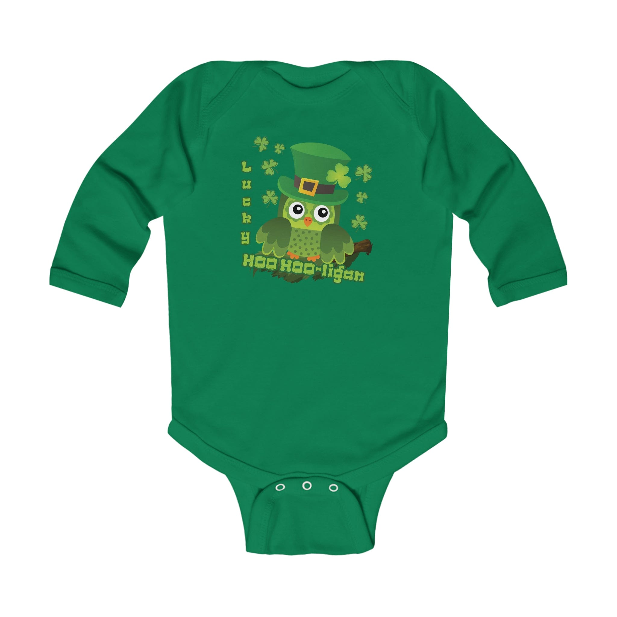  NB (0-3M) Lucky HOO HOO-ligan St. Patrick's Day Long Sleeve Onesie (Infant)