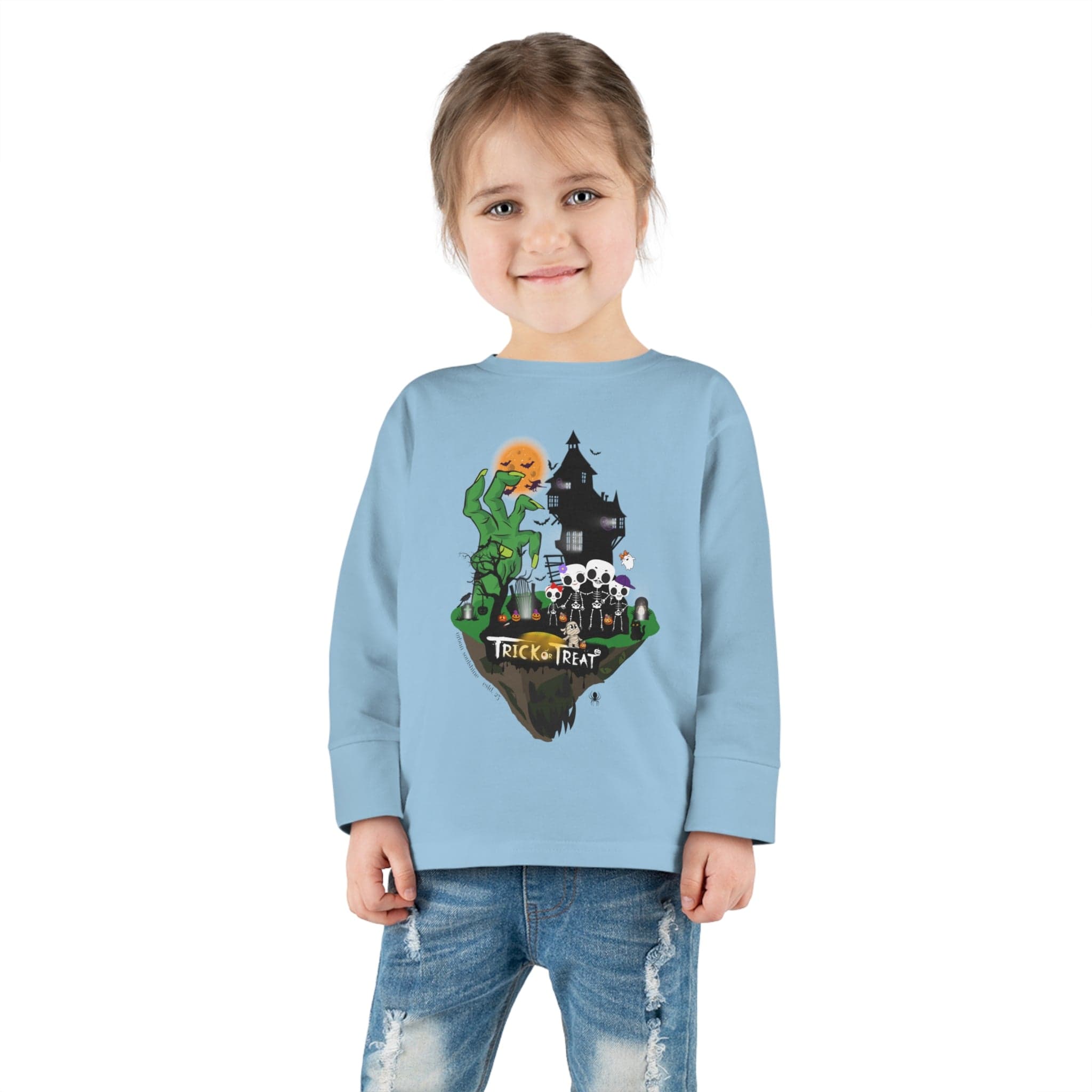 Urban SoulShine & co Kids clothes Light Blue / 2T Spooky Island Halloween Toddler Long Sleeve Tee