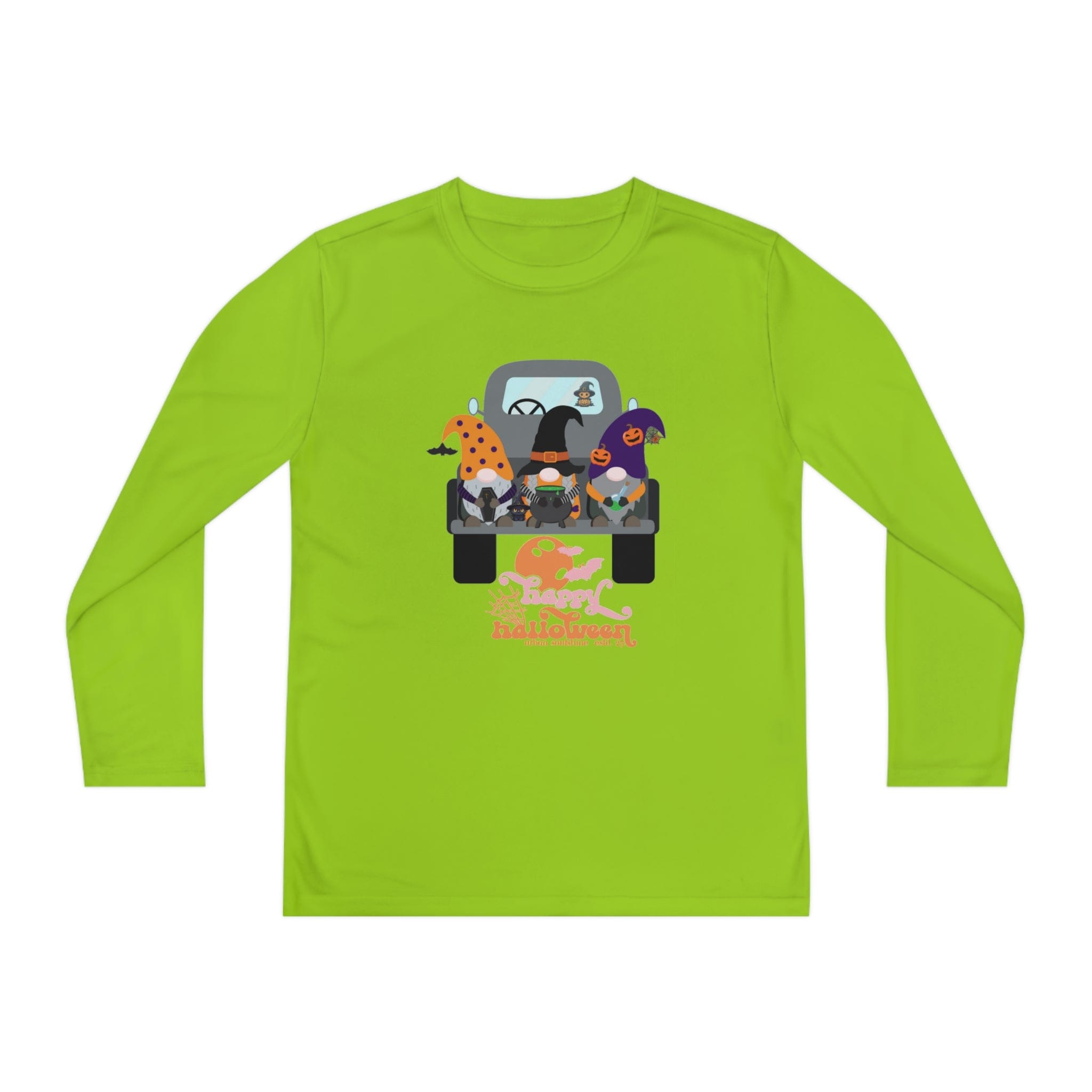 Urban SoulShine & co Kids clothes Lime Shock / S Farm Truck Gnomes Halloween Youth Long Sleeve Moisture Wicking Tee (unisex)