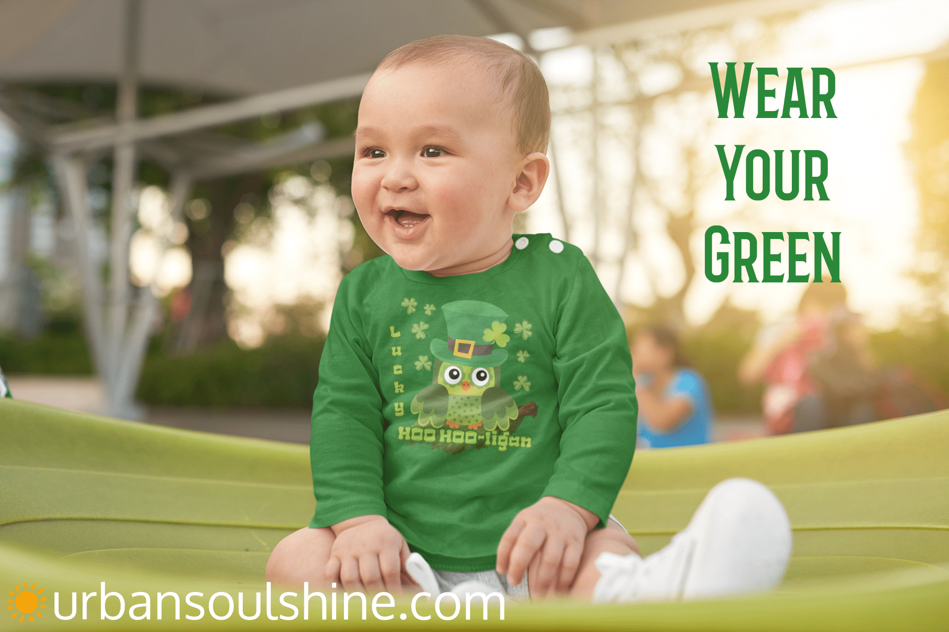 Urban SoulShine & co Kids clothes Lucky HOO HOO-ligan St. Patrick's Day Long Sleeve Onesie (Infant)