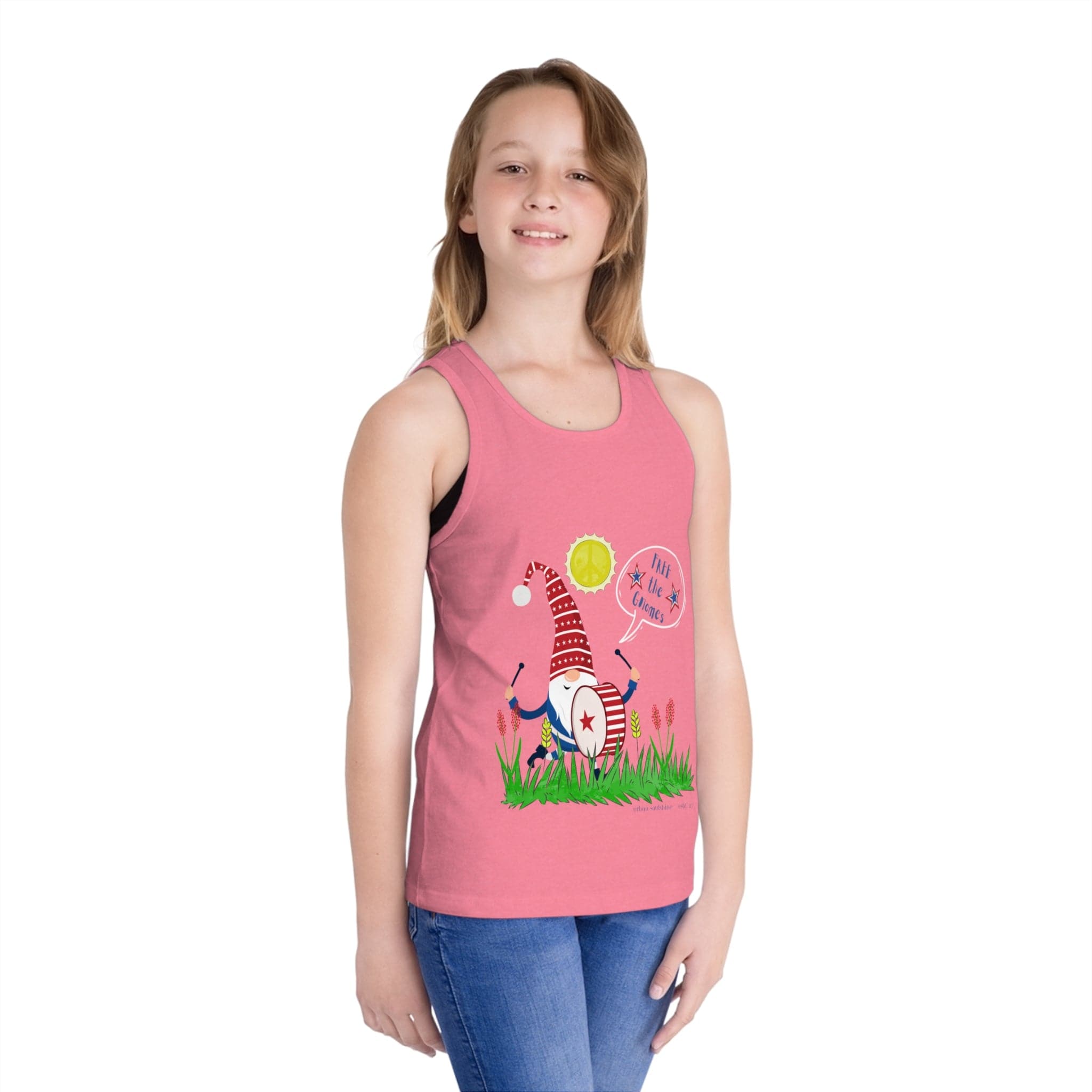 Urban SoulShine & co Kids clothes Neon Pink / L FREE the GNOMES Drummer Kid's Tank (unisex)