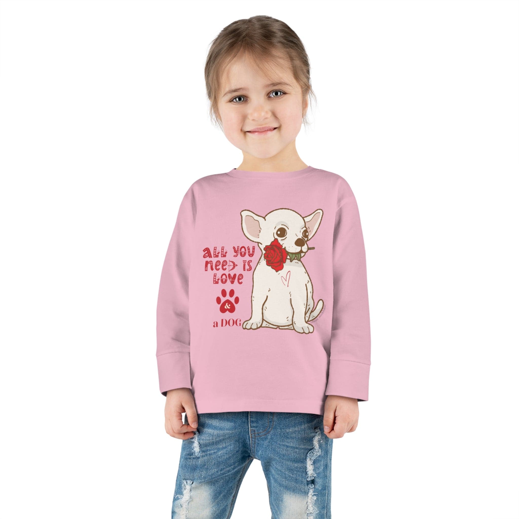 Urban SoulShine & co Kids clothes Pink / 2T All You Need Is Love & a Dog Toddler Long Sleeve Tee