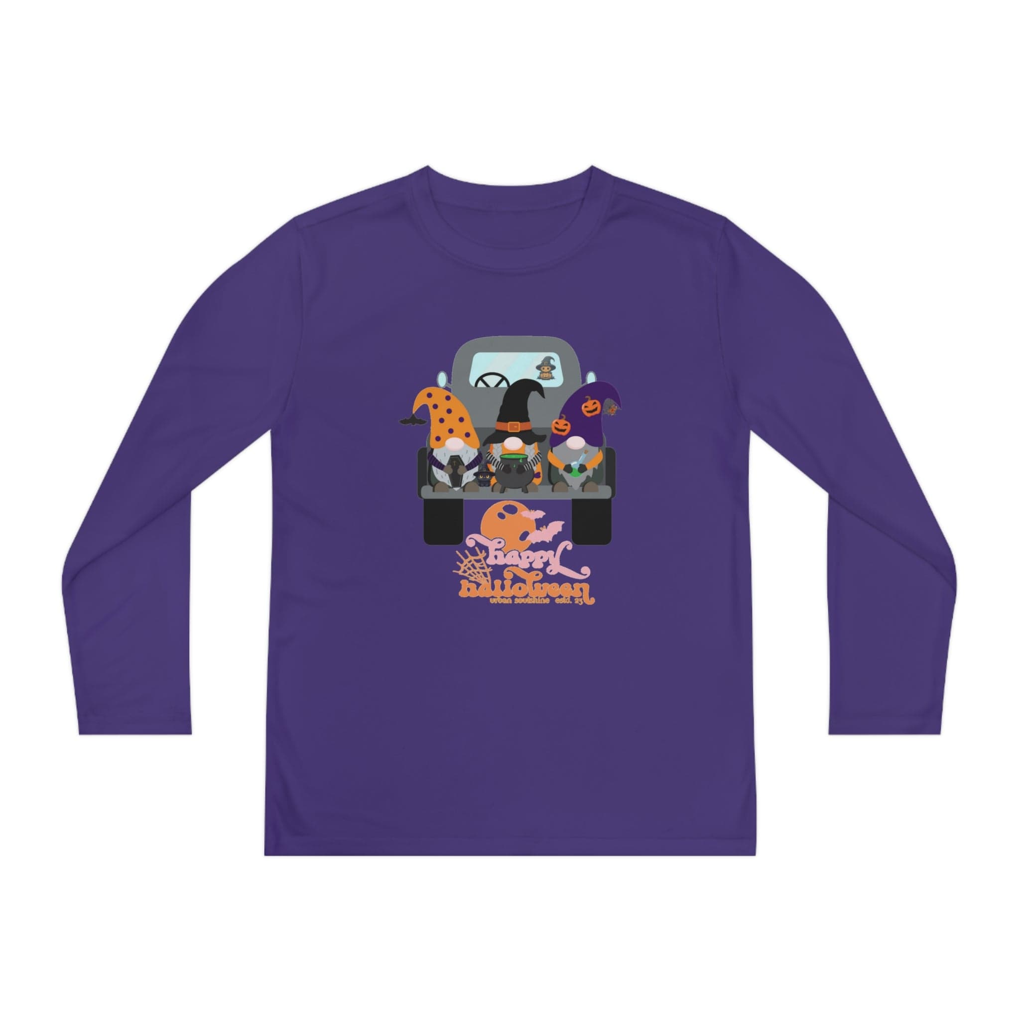  S Farm Truck Gnomes Halloween Youth Long Sleeve Moisture Wicking Tee (unisex)