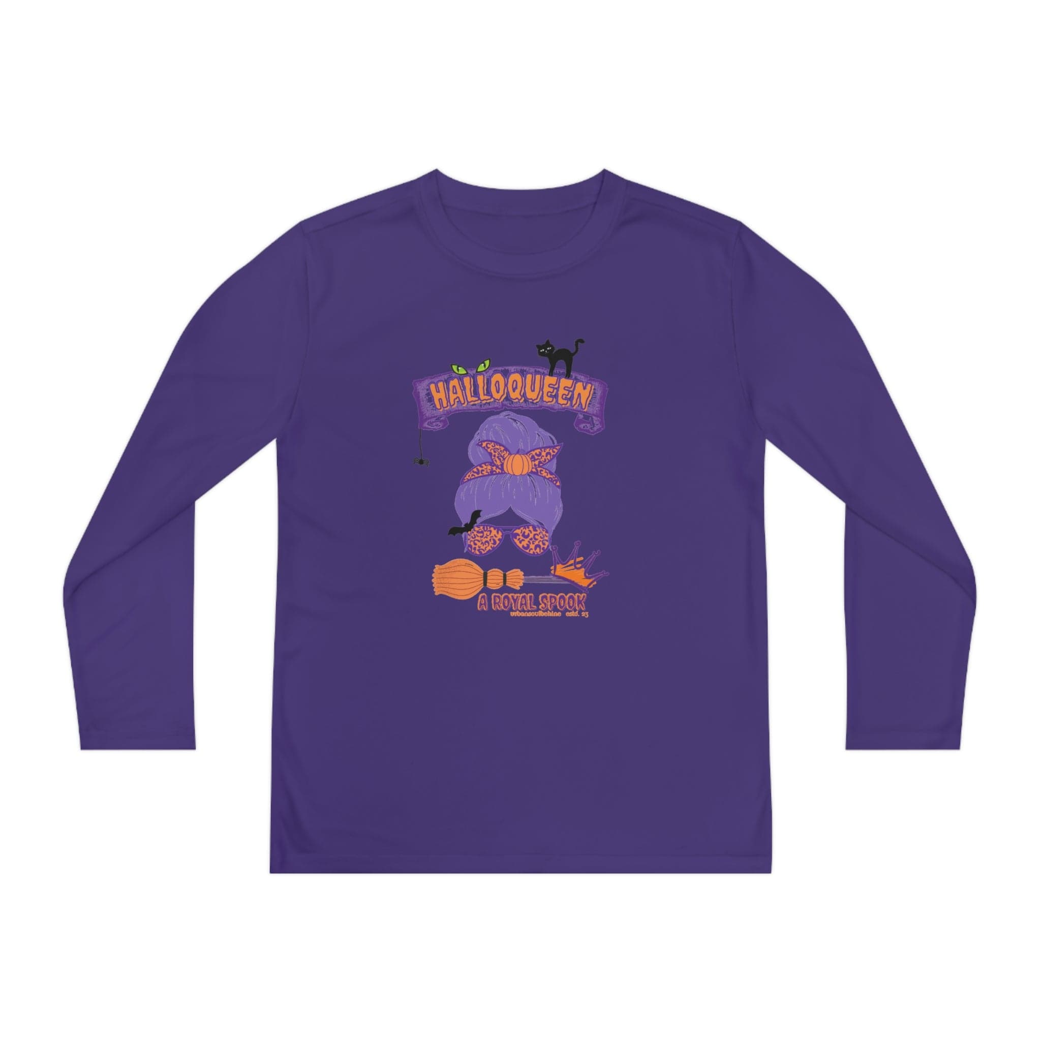 Urban SoulShine & co Kids clothes Purple / S HalloQueen: A Royal Spook Halloween Youth Long Sleeve Moisture Wicking Tee