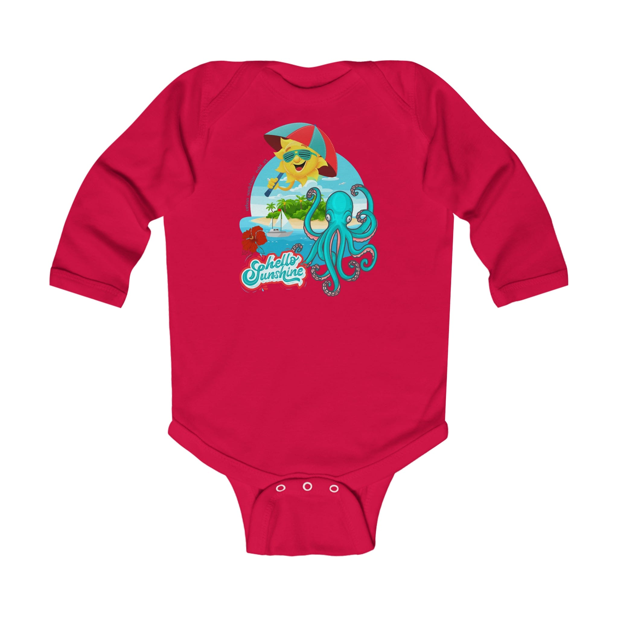 Urban SoulShine & co Kids clothes Red / NB (0-3M) Hello Sunshine Octopus Infant Long Sleeve Bodysuit