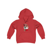 Urban SoulShine & co presents the "Do You Hear What I Hear Donkey Claus Hoodie (Youth Unisex)," a charming red hoodie featuring a graphic design of a joyful donkey wearing a Santa hat, surrounded by presents, with text that reads, "This is my Christmas llama sweater." This festive youth blend hooded sweatshirt is perfect for celebrating the holiday season in style.