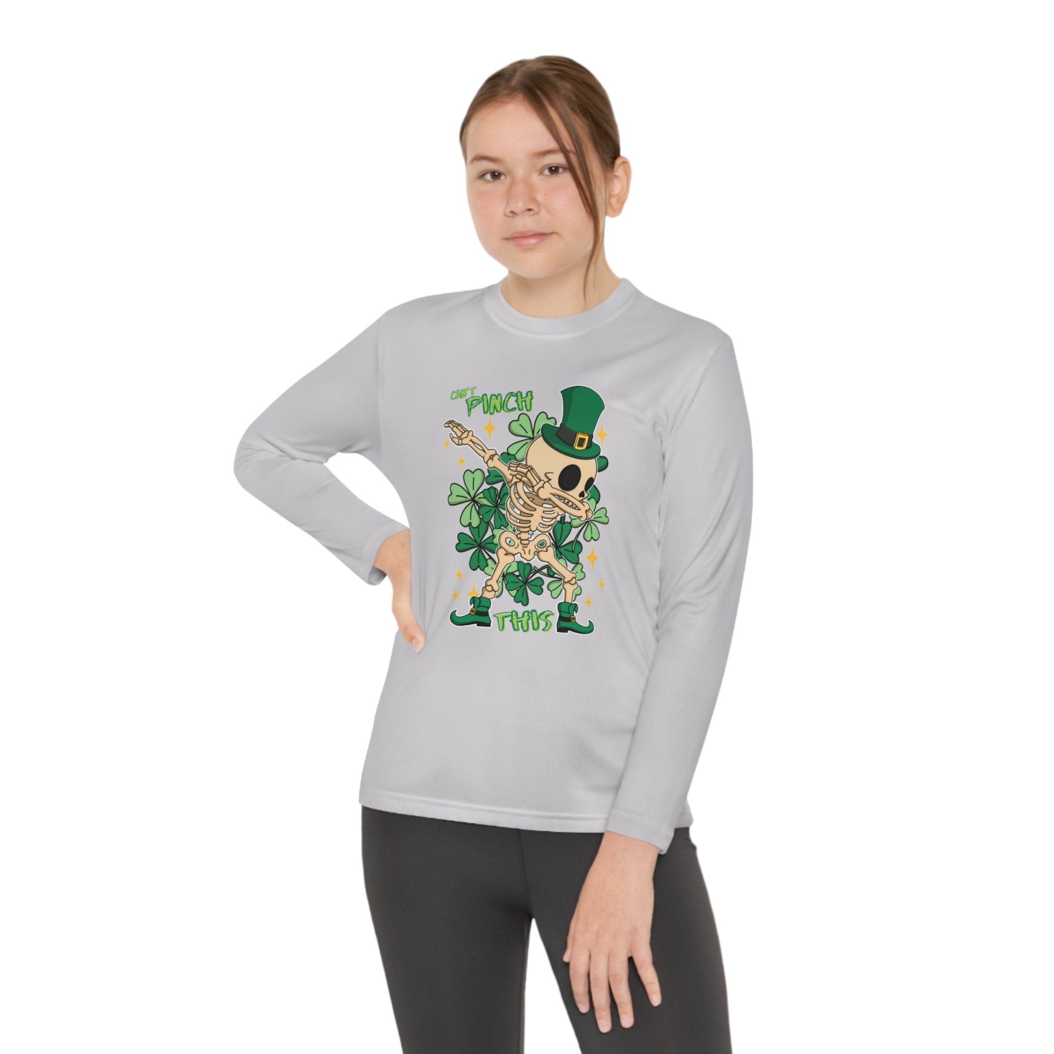  S Can't Pinch This Irish Skeleton Dance Youth Long Sleeve Competitor Tee