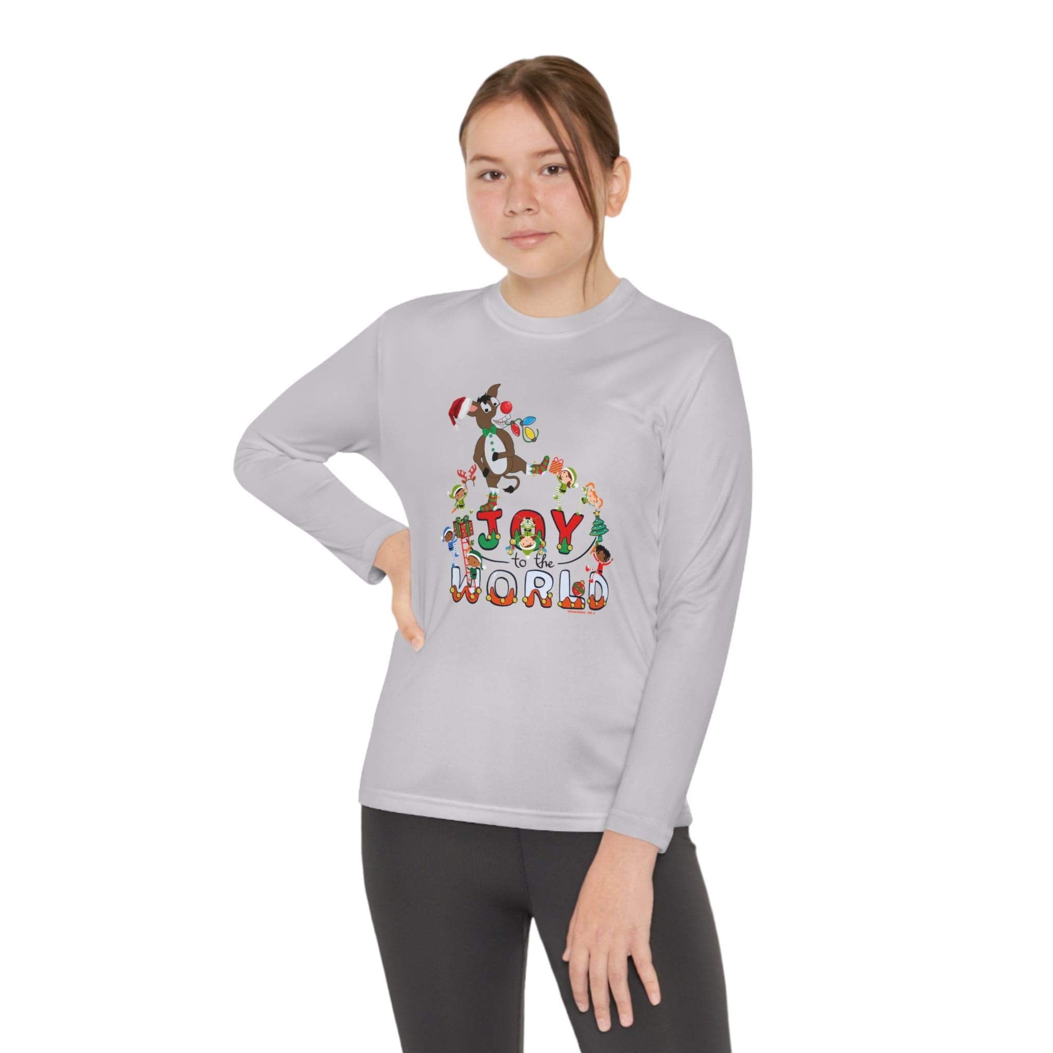 Urban SoulShine & co Kids clothes Silver / S Joy To The World Donkey Claus Long Sleeve Competitor Tee (Youth Unisex)