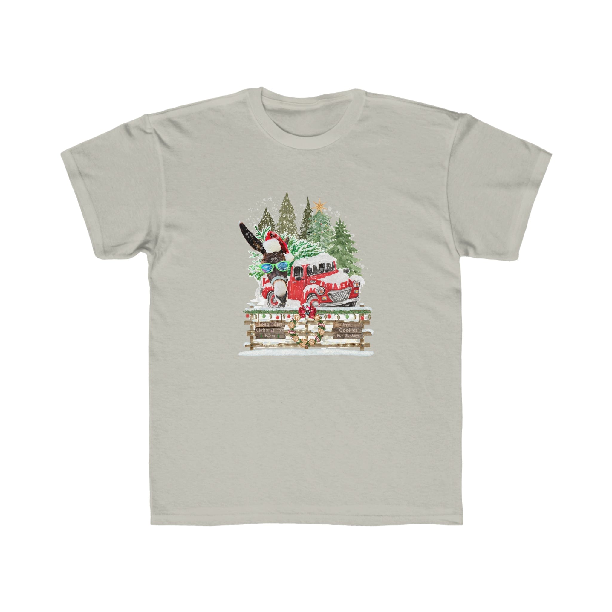  XS Long Ears Christmas Tree Farm Donkey Claus Soft Tee (Unisex Youth)