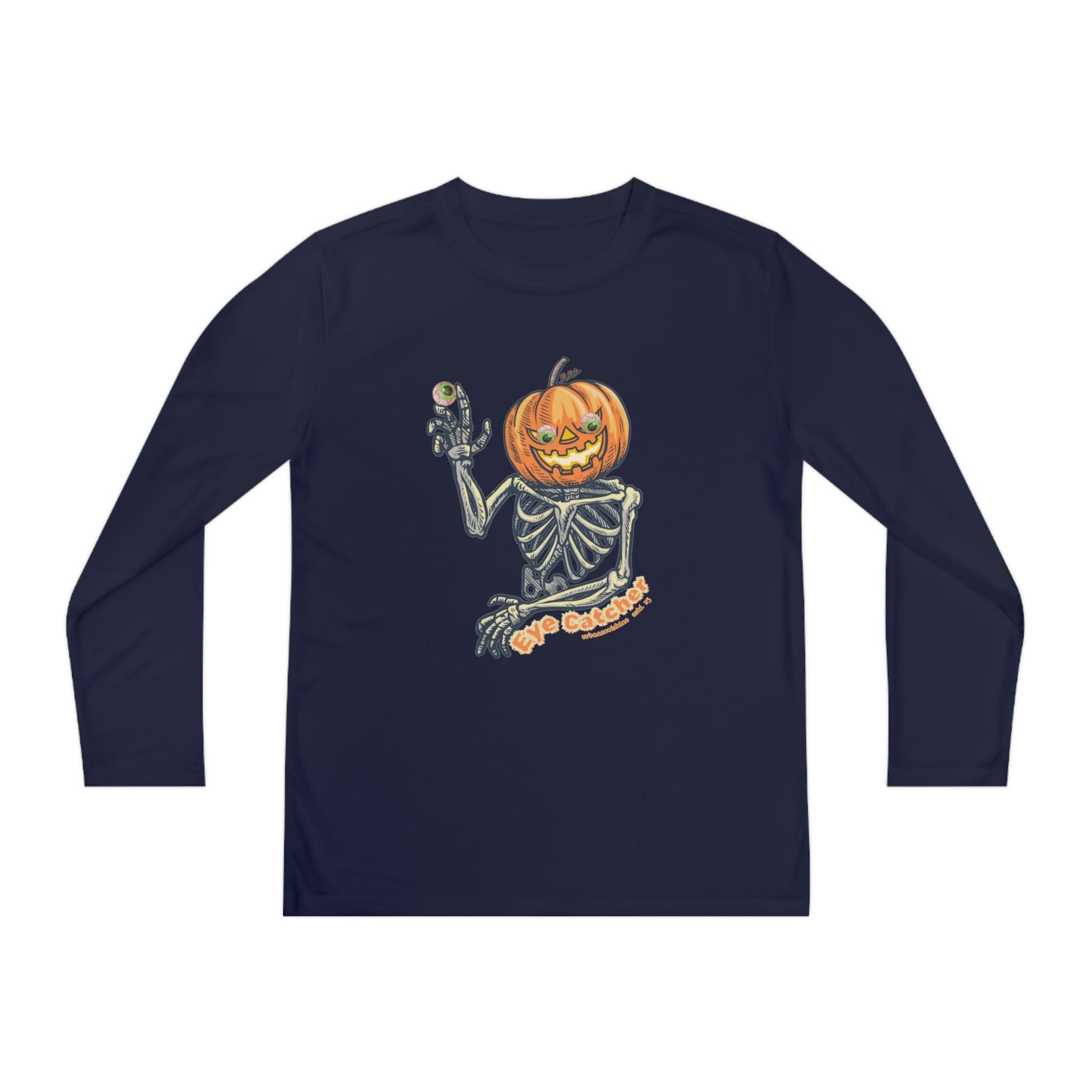 Urban SoulShine & co Kids clothes True Navy / S Eye Catcher Halloween Youth Long Sleeve Moisture Wicking Tee