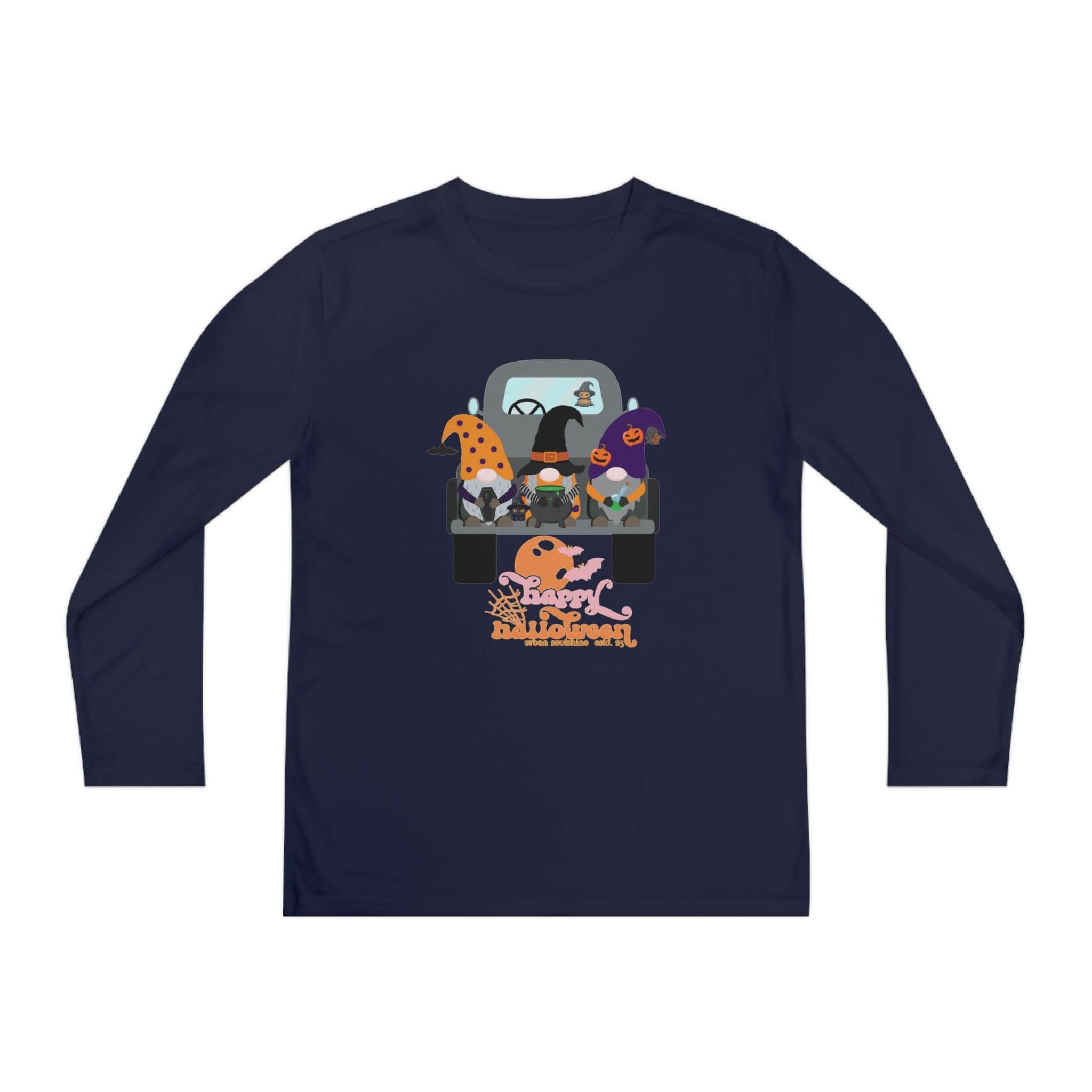  S Farm Truck Gnomes Halloween Youth Long Sleeve Moisture Wicking Tee (unisex)