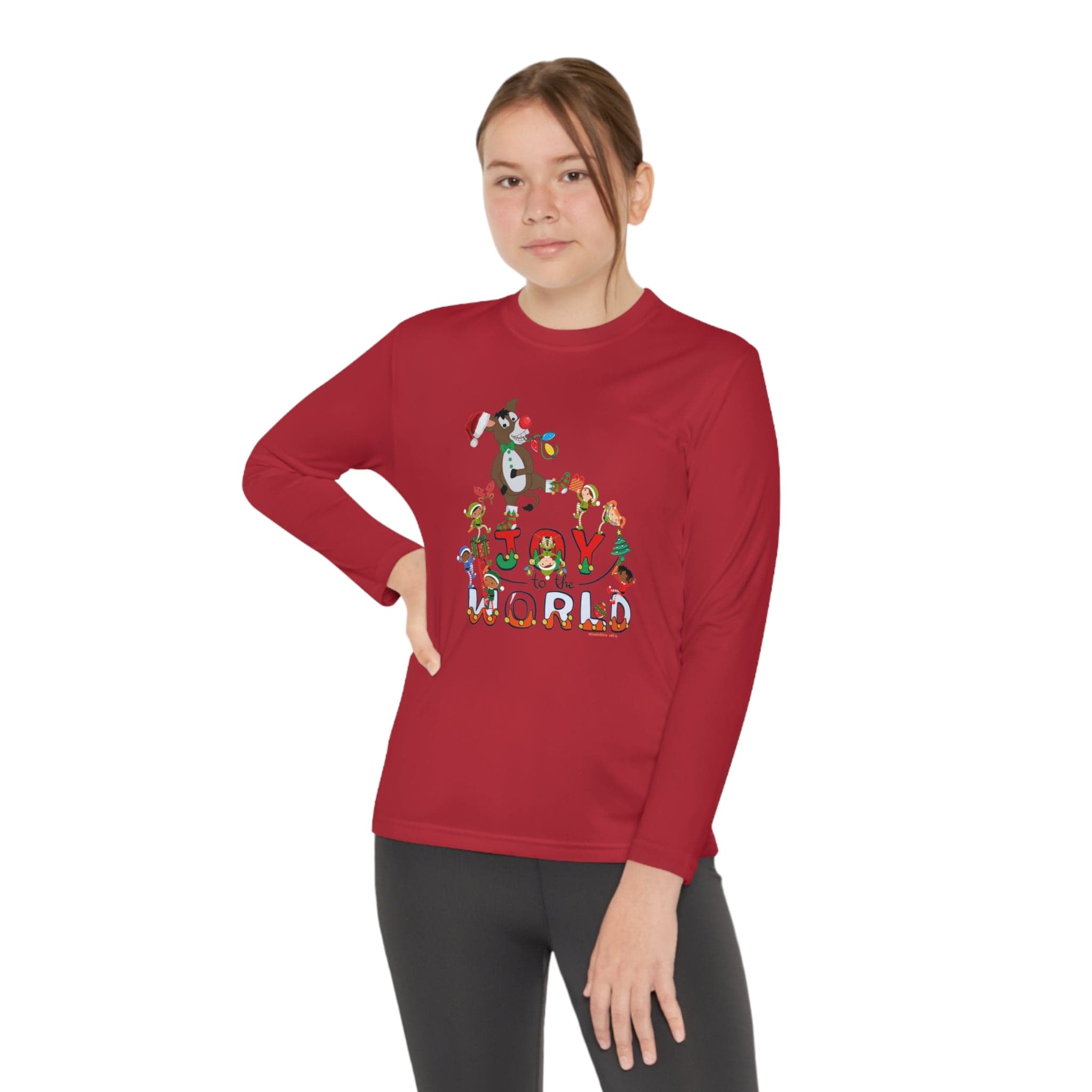 Urban SoulShine & co Kids clothes True Red / M Joy To The World Donkey Claus Long Sleeve Competitor Tee (Youth Unisex)