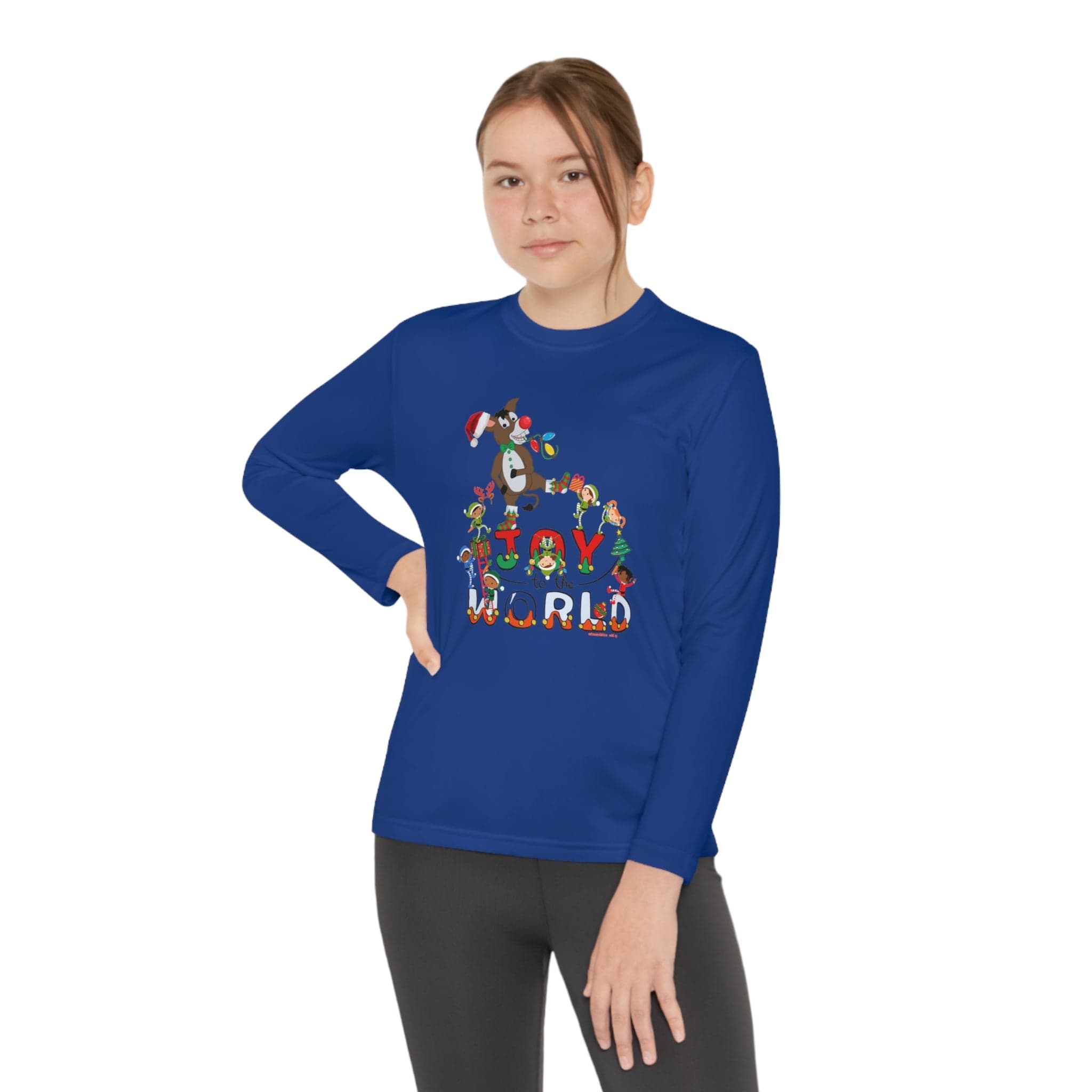 Urban SoulShine & co Kids clothes True Royal / S Joy To The World Donkey Claus Long Sleeve Competitor Tee (Youth Unisex)