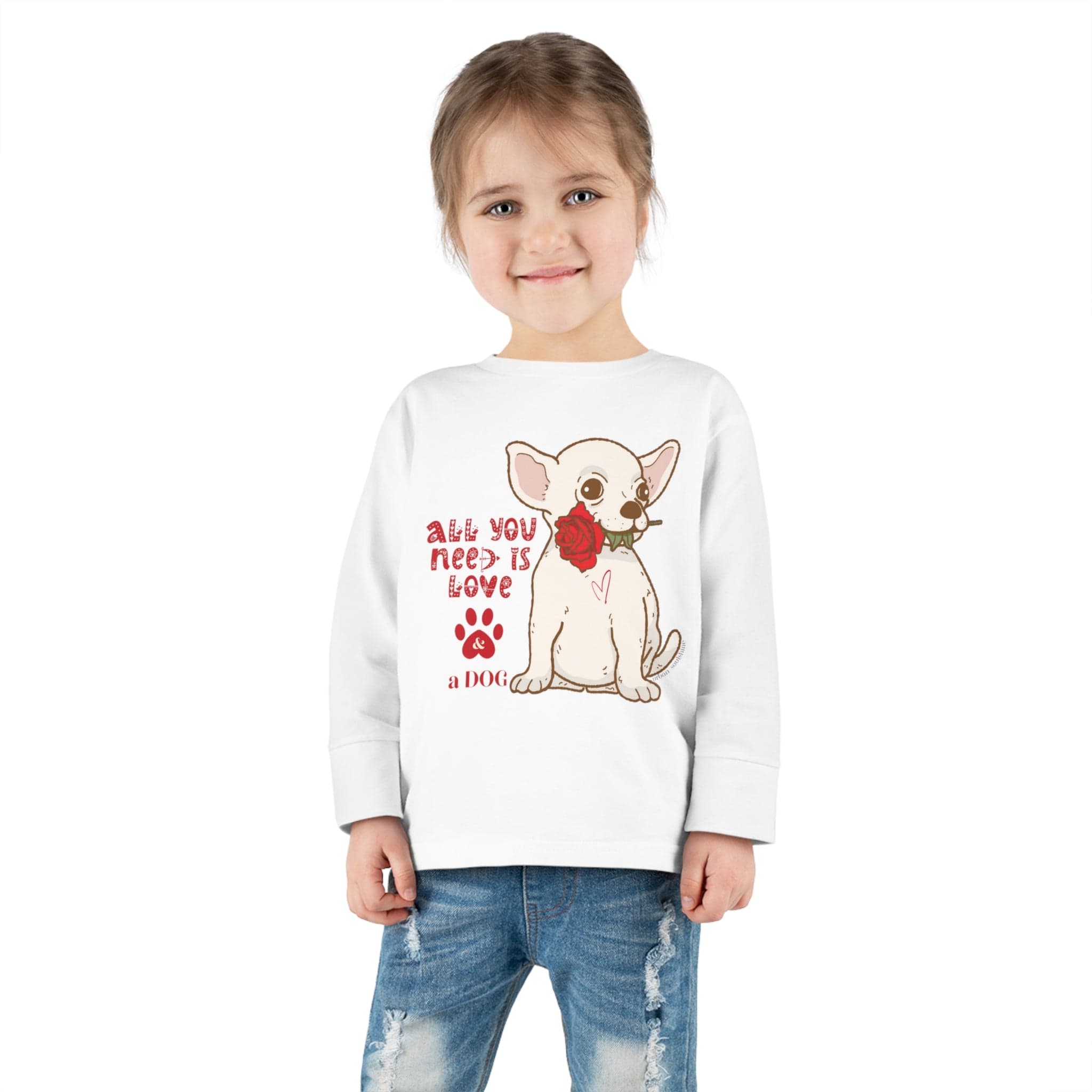 Urban SoulShine & co Kids clothes White / 2T All You Need Is Love & a Dog Toddler Long Sleeve Tee