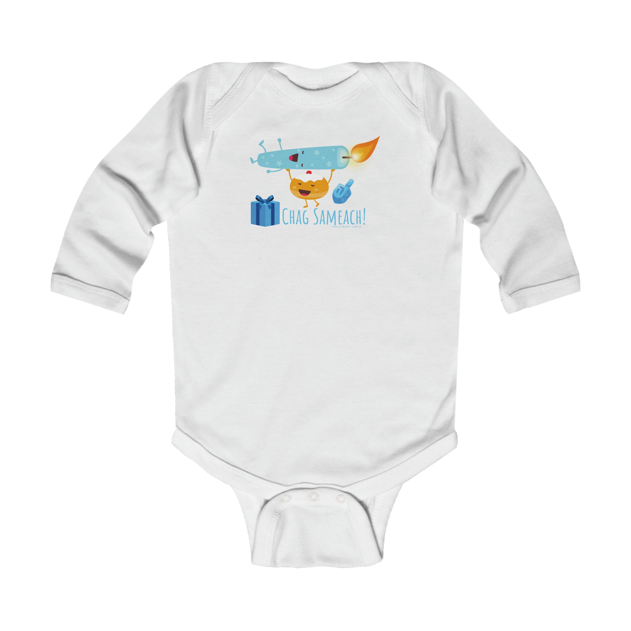 Urban SoulShine & co Kids clothes White / NB (0-3M) CHAG SAMEACH! Hanukkah Long Sleeve Onesie (Infant)