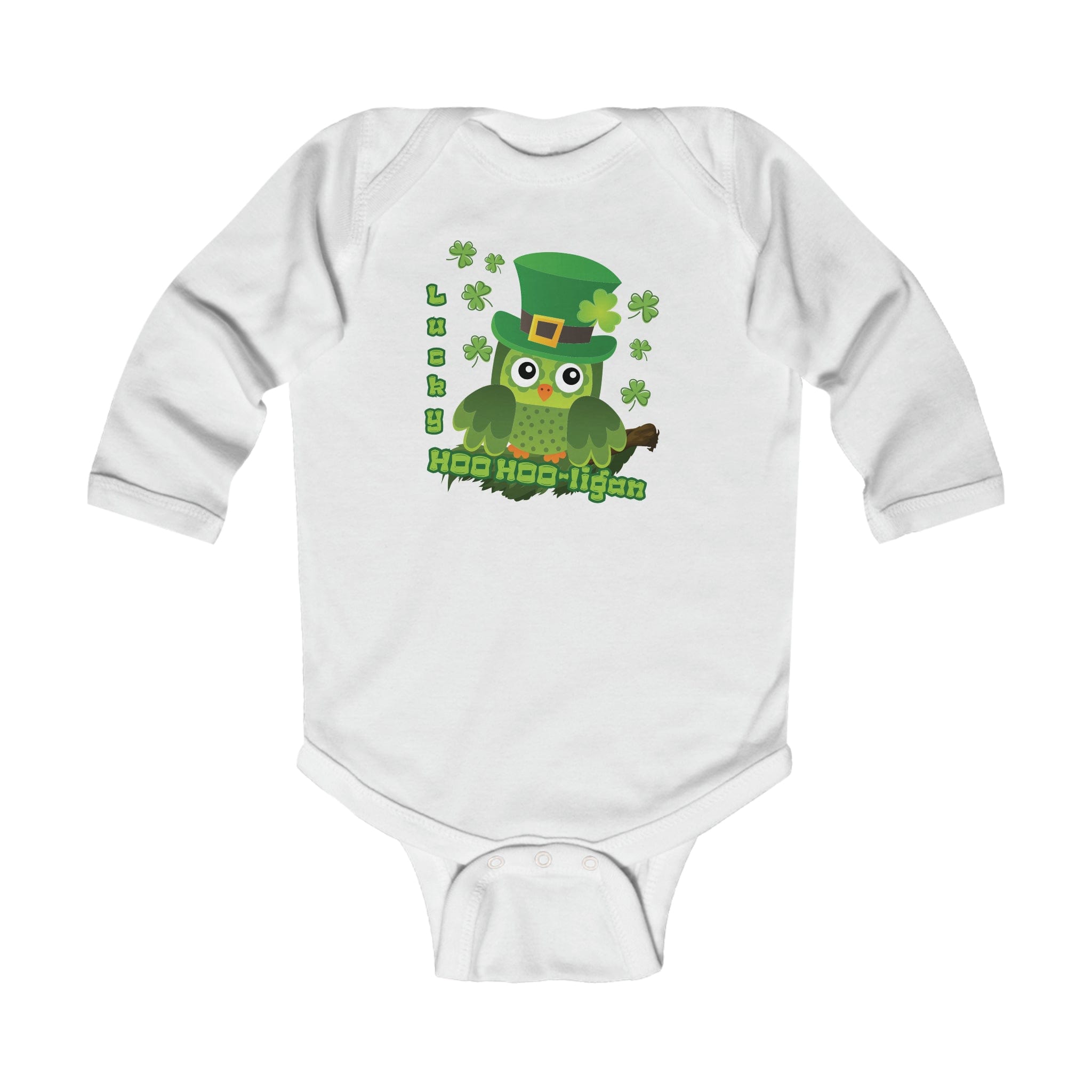  NB (0-3M) Lucky HOO HOO-ligan St. Patrick's Day Long Sleeve Onesie (Infant)