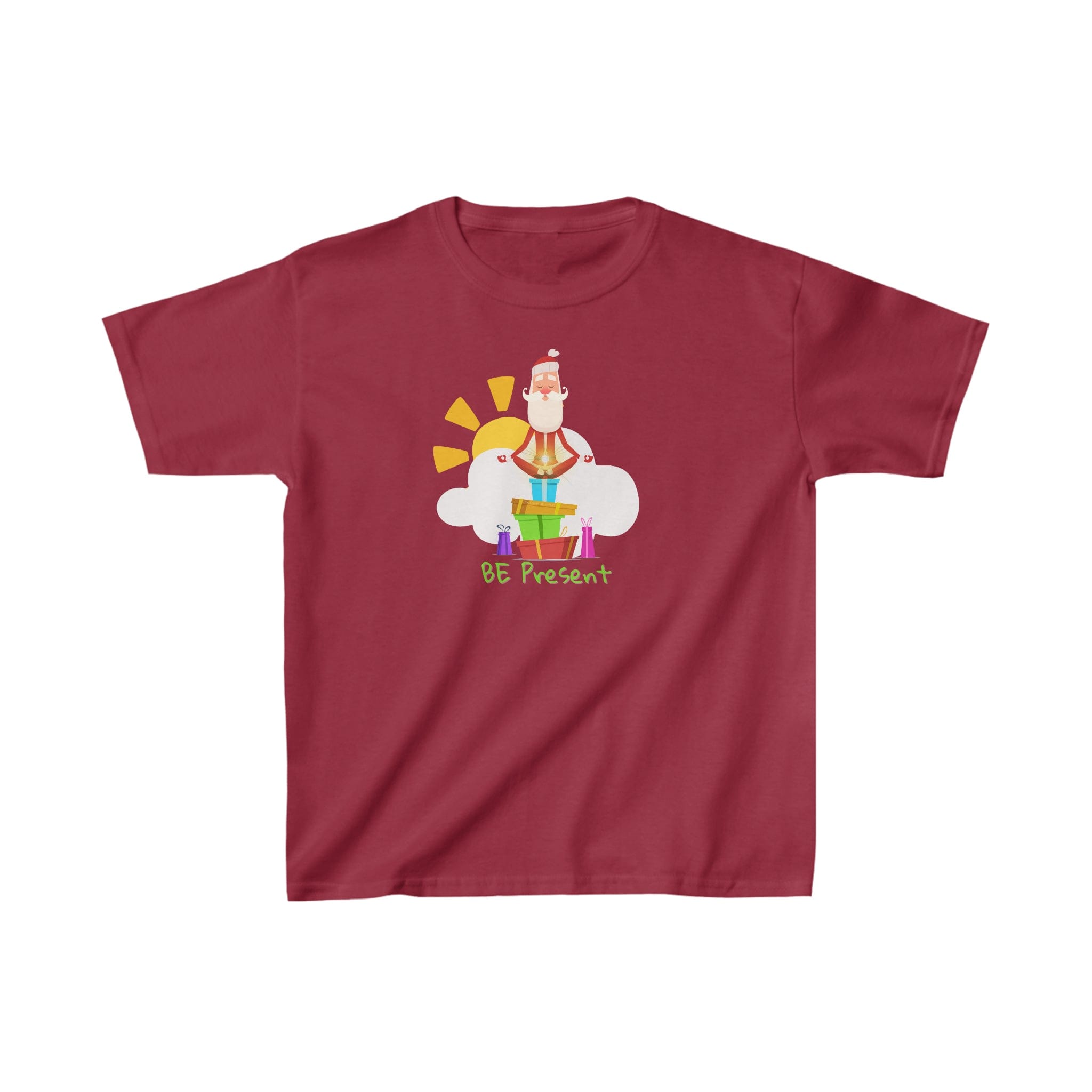 Urban SoulShine & co Kids clothes XS / Cardinal Red Be Present Meditating Santa Christmas Heavy Cotton™ Tee (Youth)