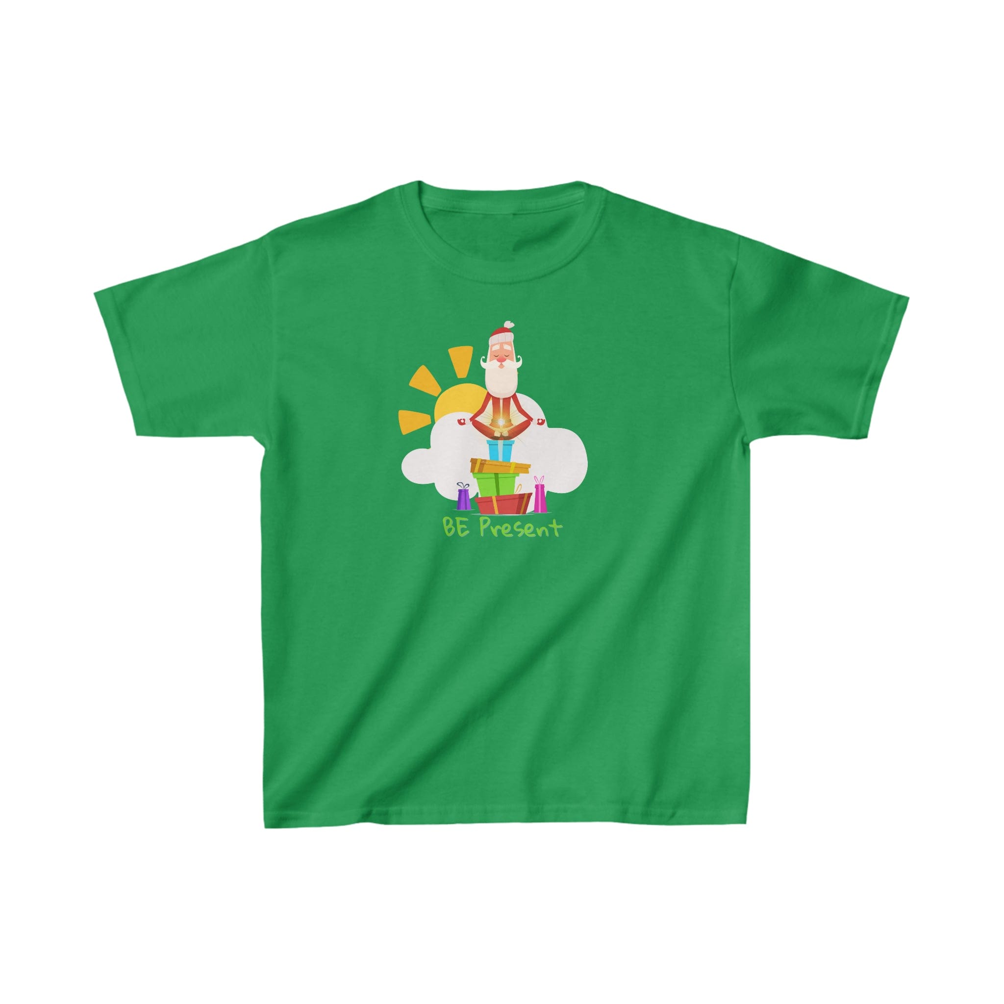 Urban SoulShine & co Kids clothes XS / Irish Green Be Present Meditating Santa Christmas Heavy Cotton™ Tee (Youth)