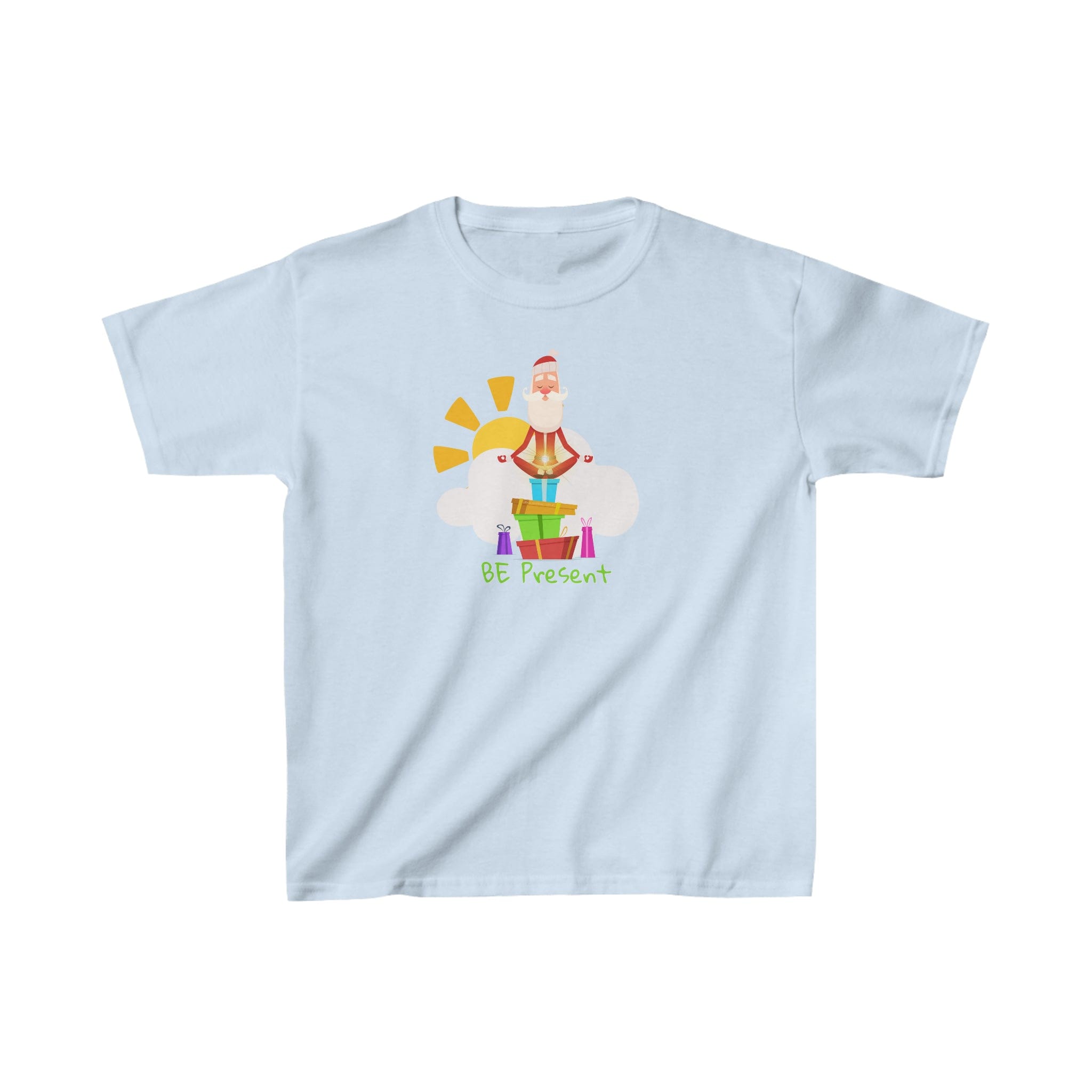 Urban SoulShine & co Kids clothes XS / Light Blue Be Present Meditating Santa Christmas Heavy Cotton™ Tee (Youth)