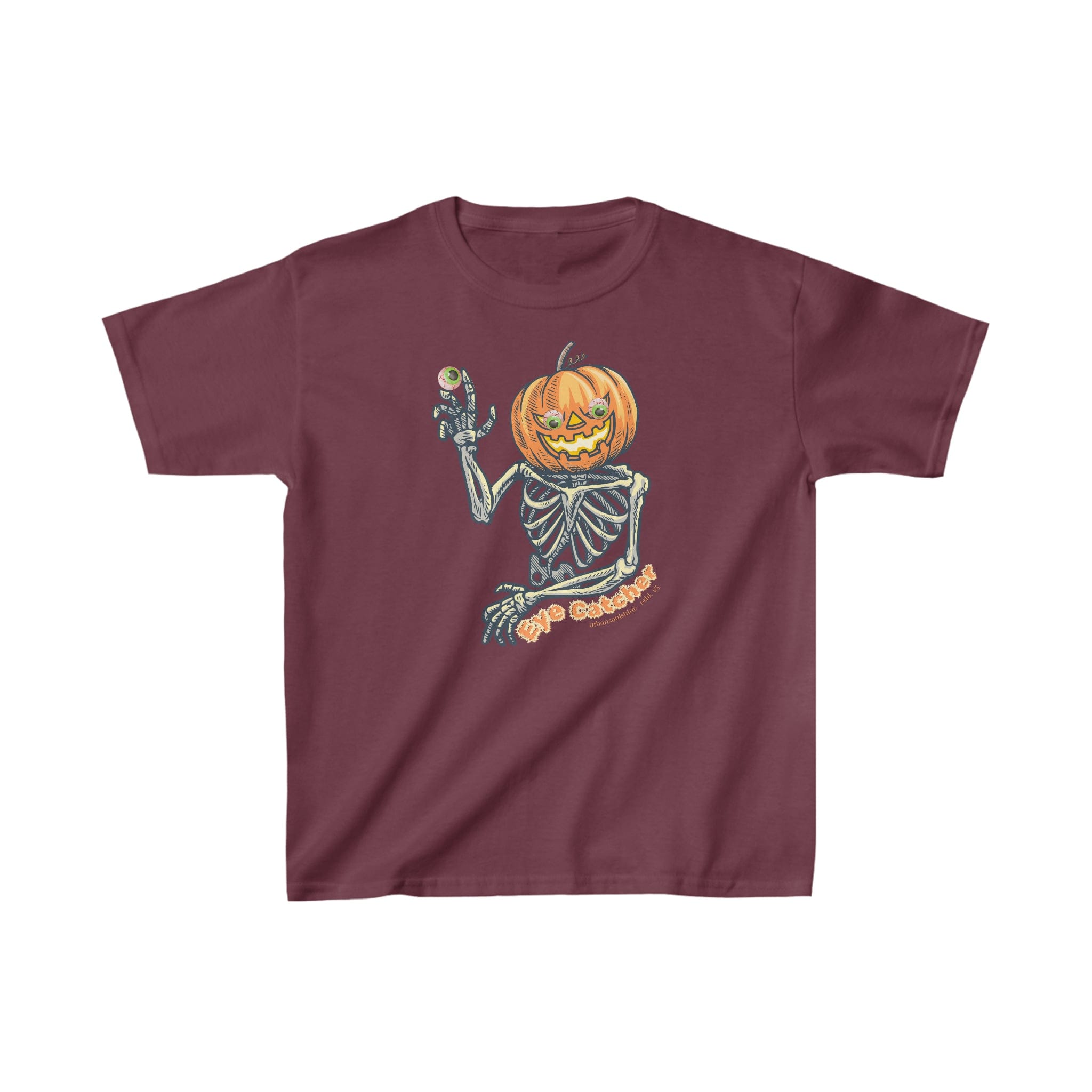 Urban SoulShine & co Kids clothes XS / Maroon Eye Catcher Halloween Jack-o-latern Kids Heavy Cotton™ Tee