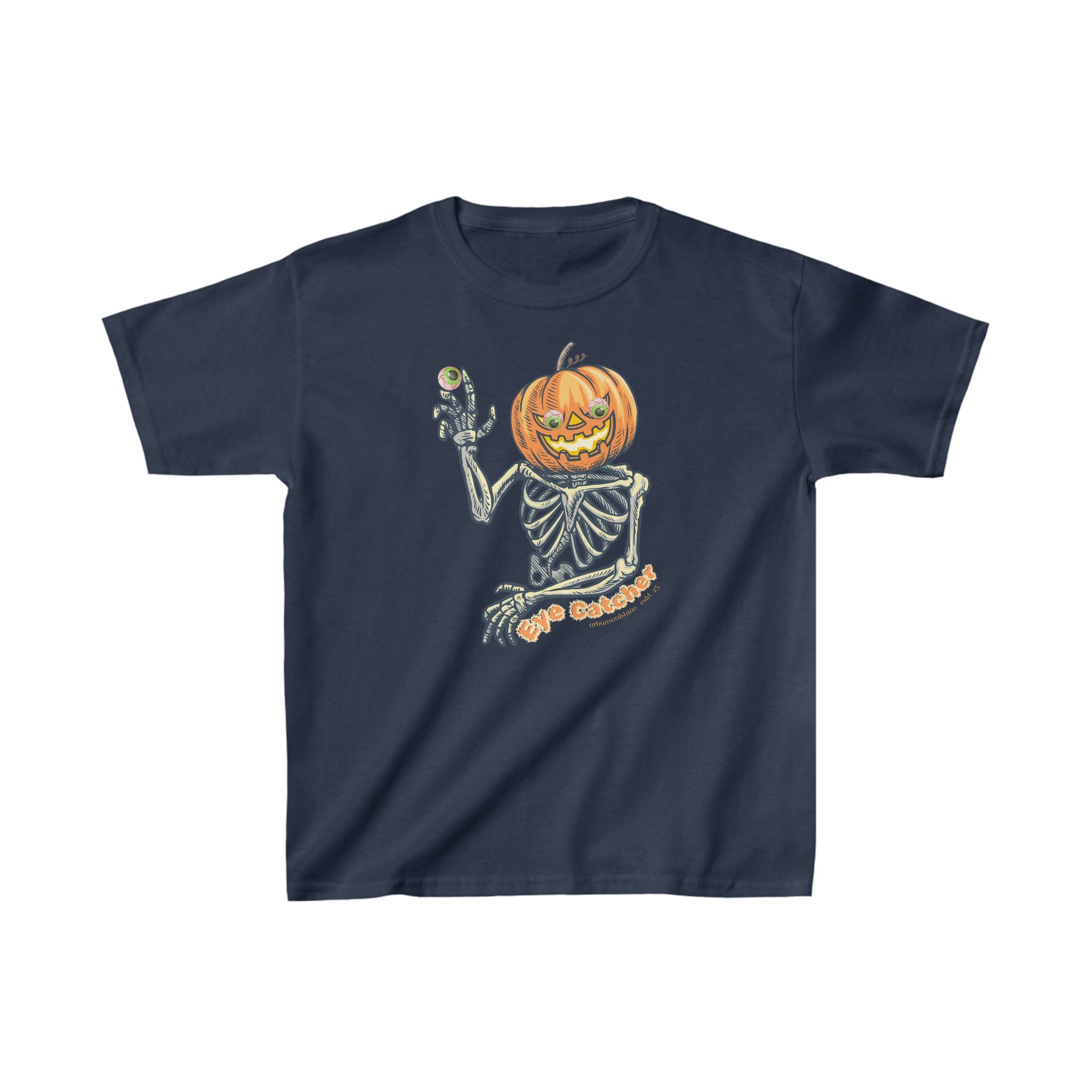 Urban SoulShine & co Kids clothes XS / Navy Eye Catcher Halloween Jack-o-latern Kids Heavy Cotton™ Tee