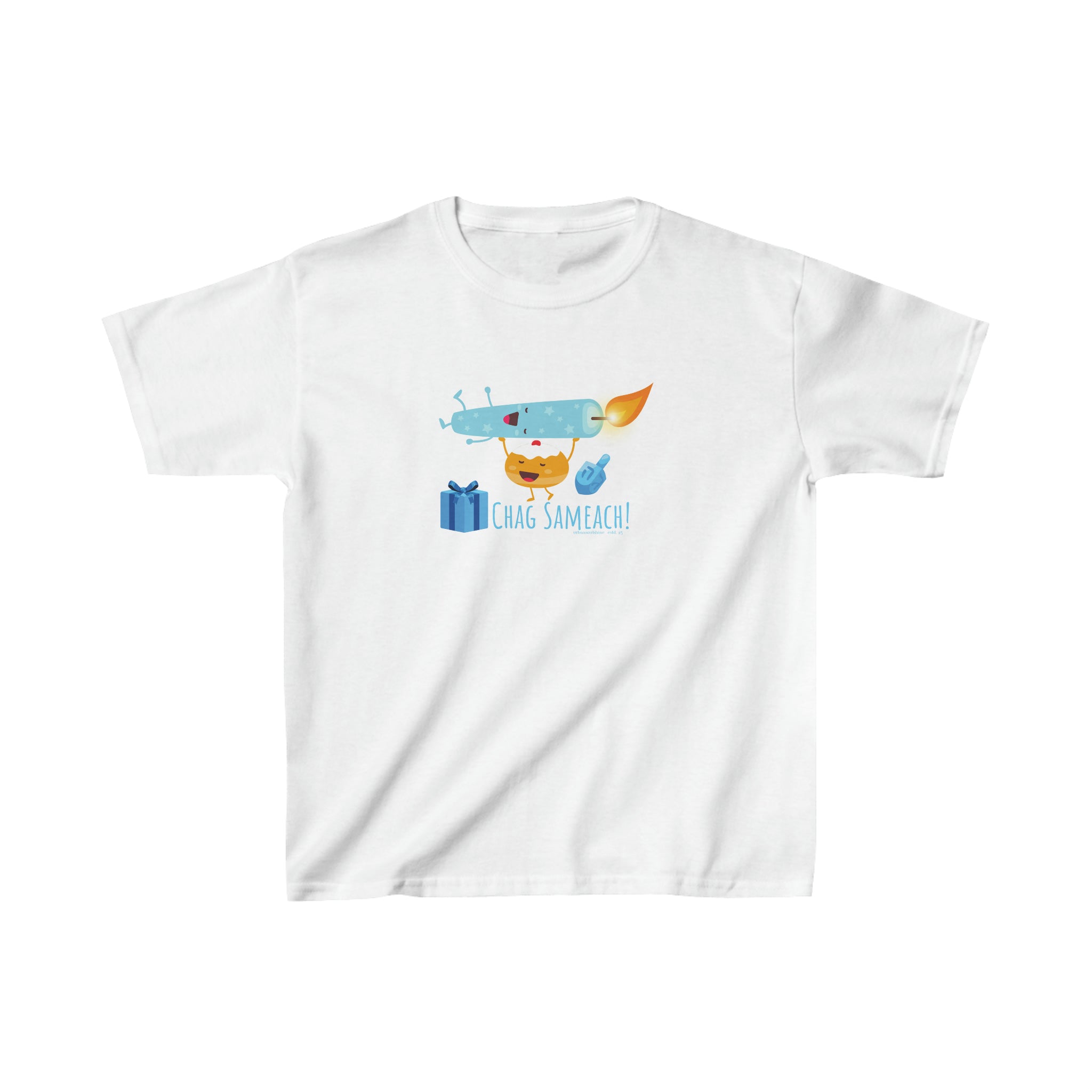  White CHAG SAMEACH! Hanukkah Heavy Cotton™ Tee (Youth Unisex)