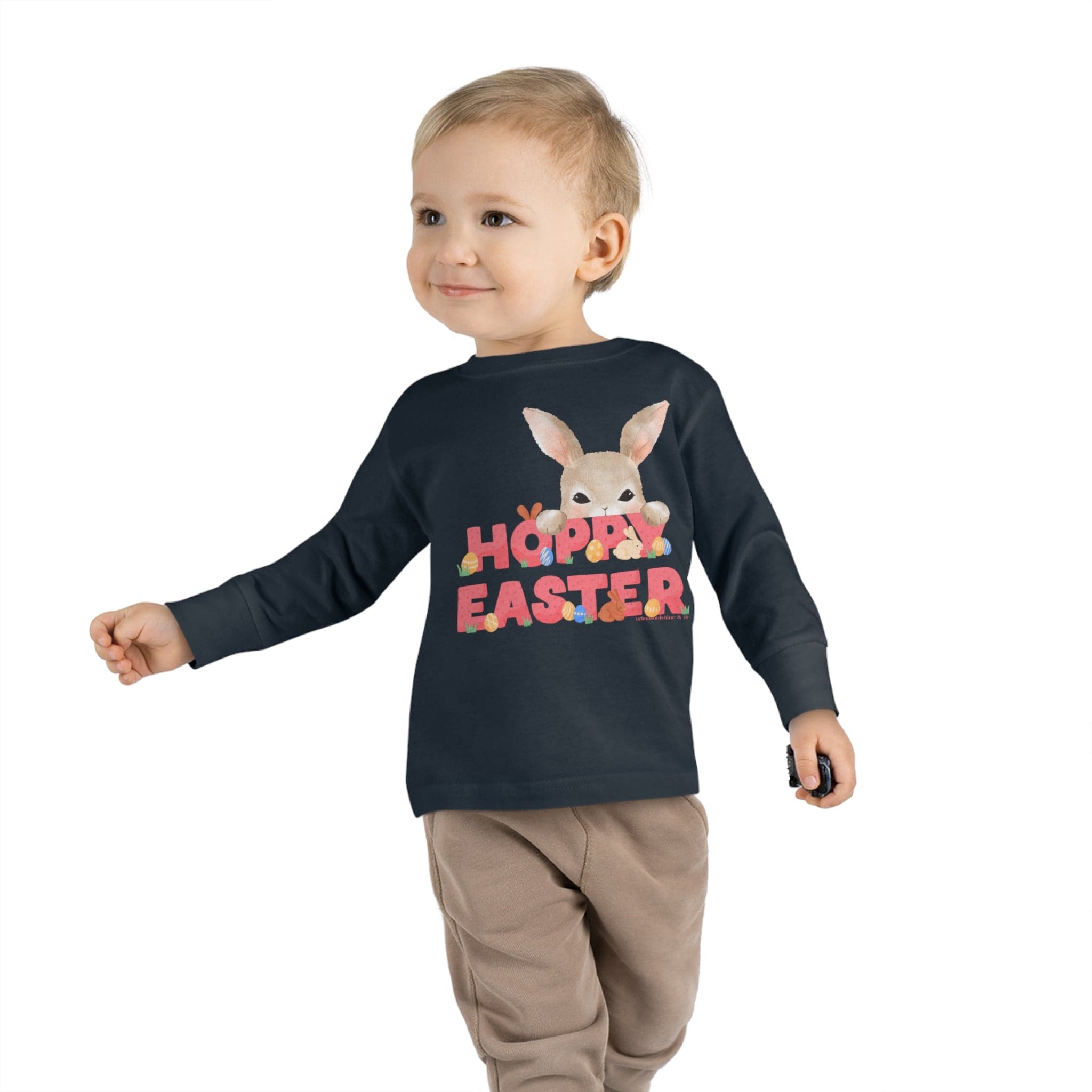 Urban SoulShine & co Kids long sleeve HOPPY Easter Long Sleeve Tee (Toddler)