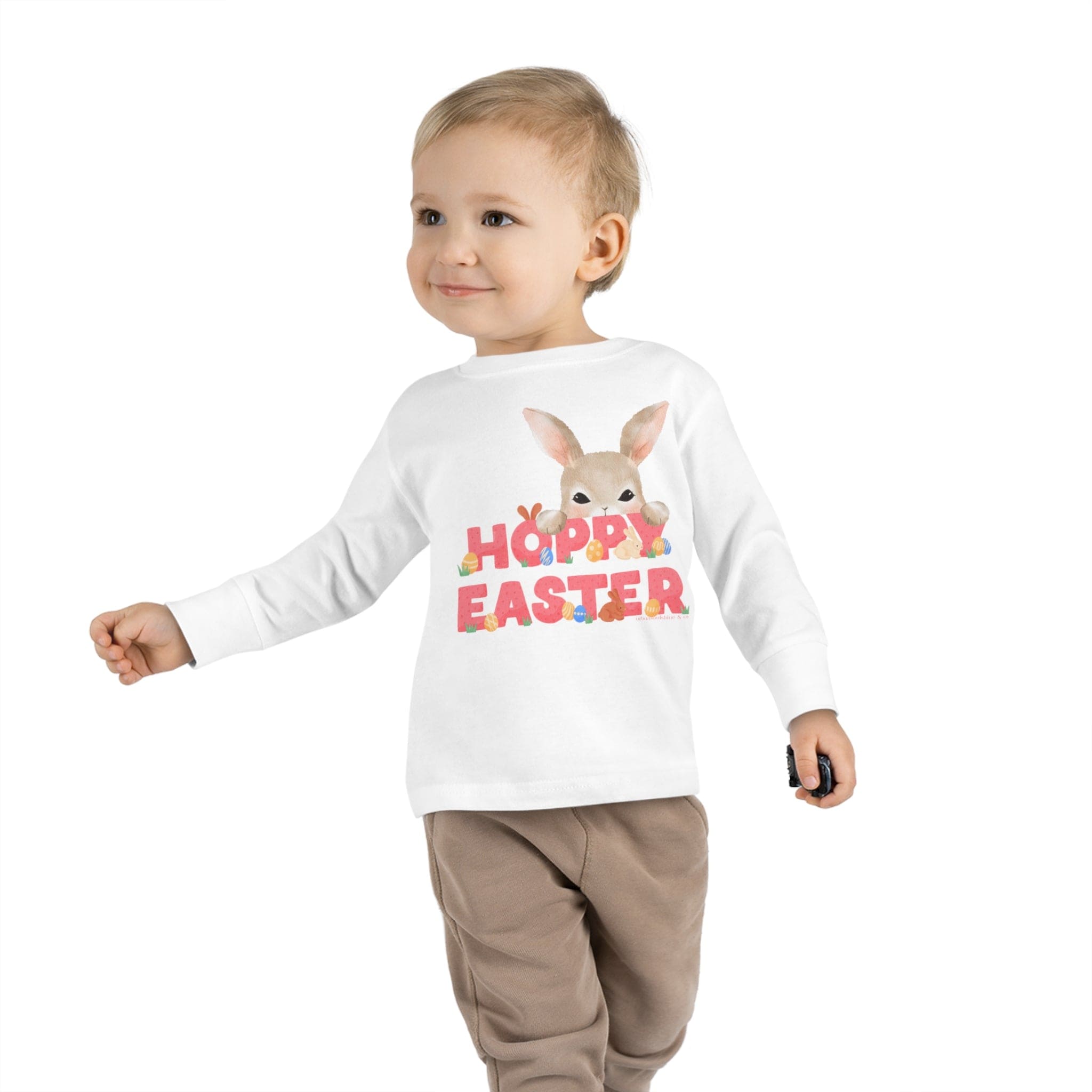 Urban SoulShine & co Kids long sleeve HOPPY Easter Long Sleeve Tee (Toddler)