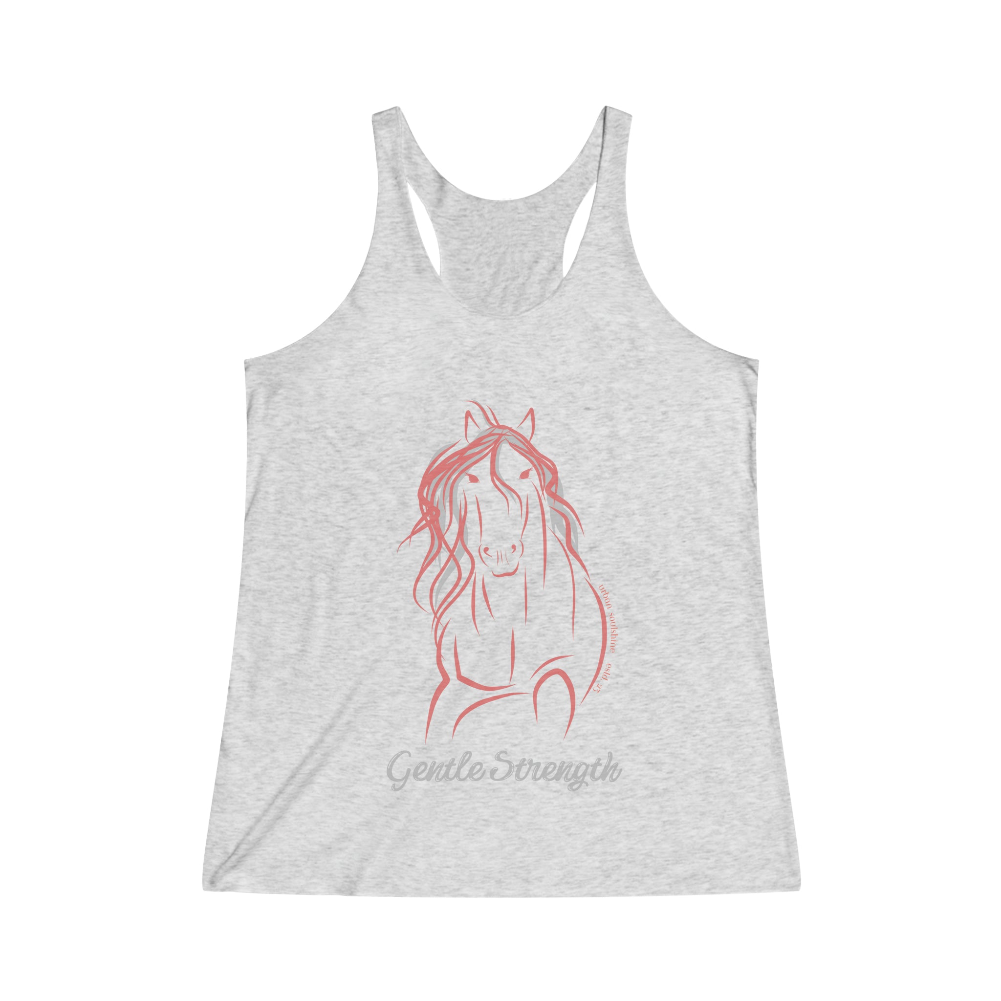 Urban SoulShine & co Light Weight Racerback Tank Top XS / Tri-Blend Heather White Gentle Strength Horse Light Weight Racerback Tank