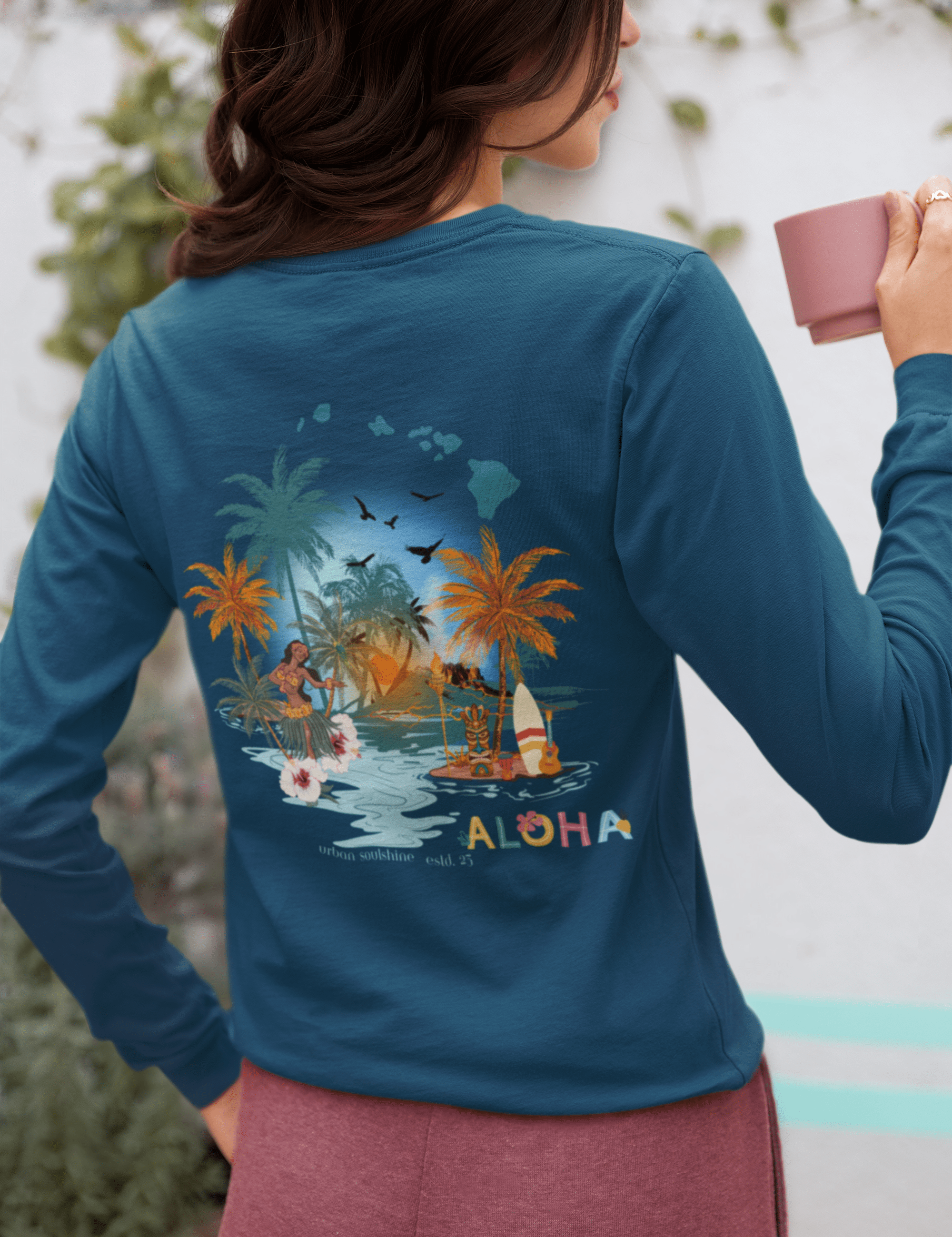 Urban SoulShine & co Long-sleeve ALOHA Vibes Long Sleeve Tee (unisex)