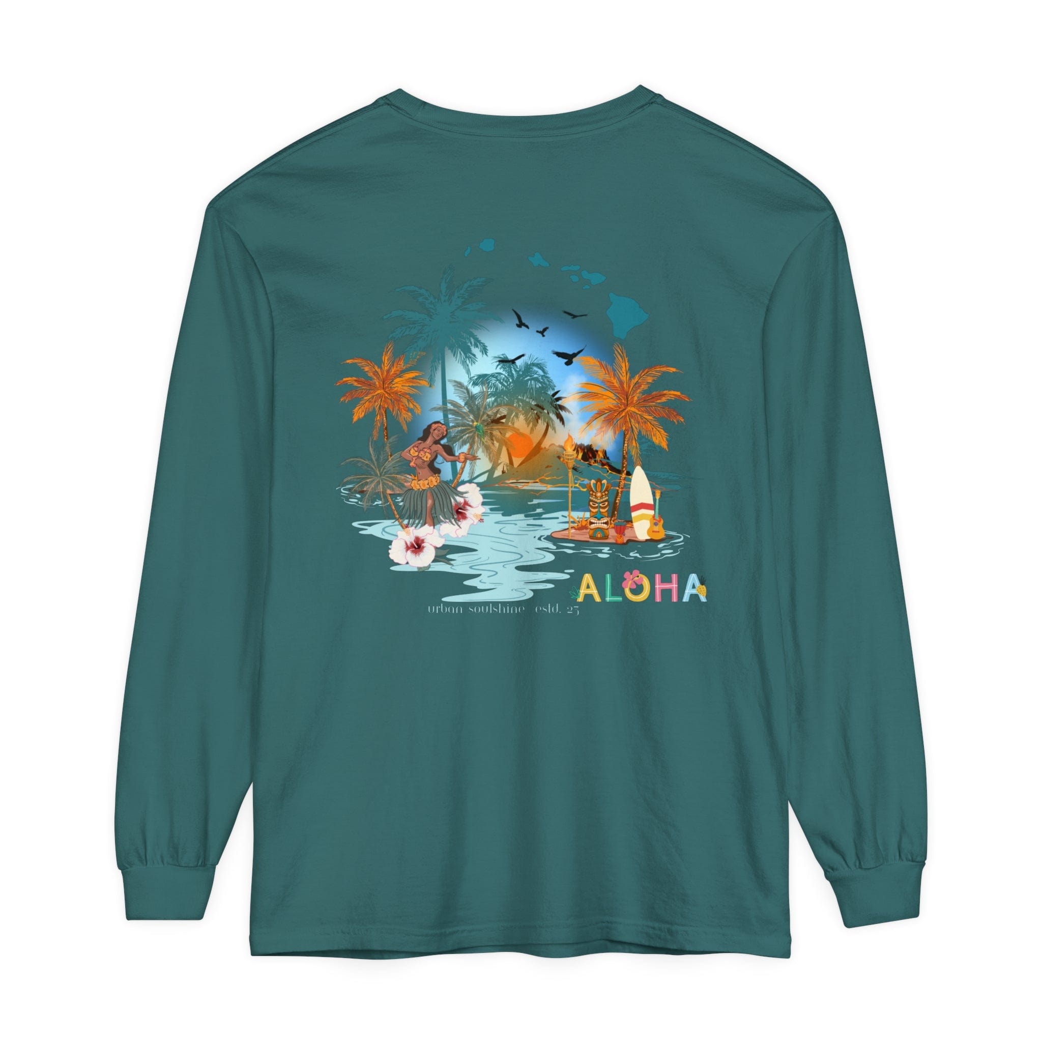 Urban SoulShine & co Long-sleeve Blue Spruce / S ALOHA Vibes Long Sleeve Tee (unisex)