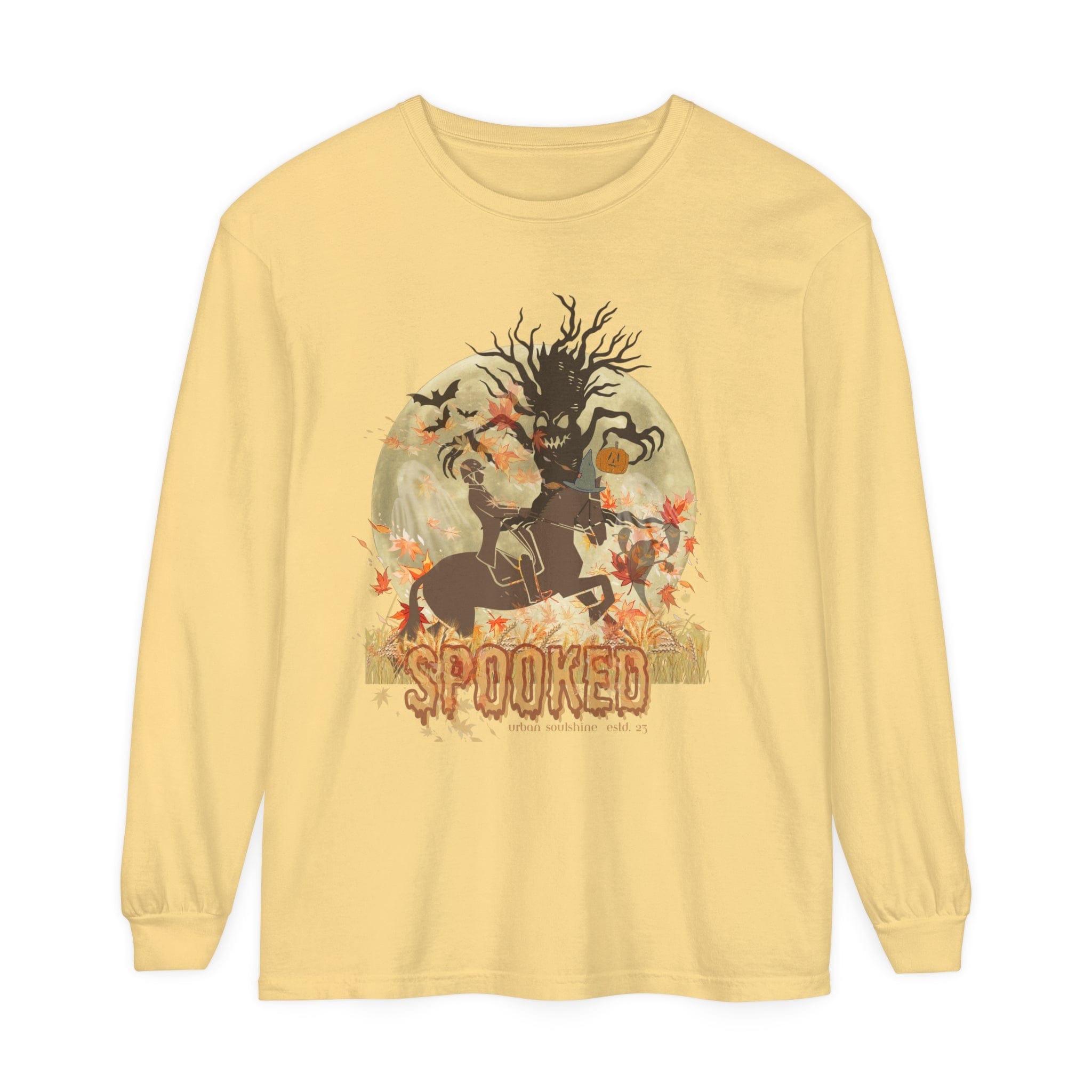 Urban SoulShine & co Long-sleeve Butter / S Spooked Horse Trail Long-Sleeve Halloween Tee (unisex)