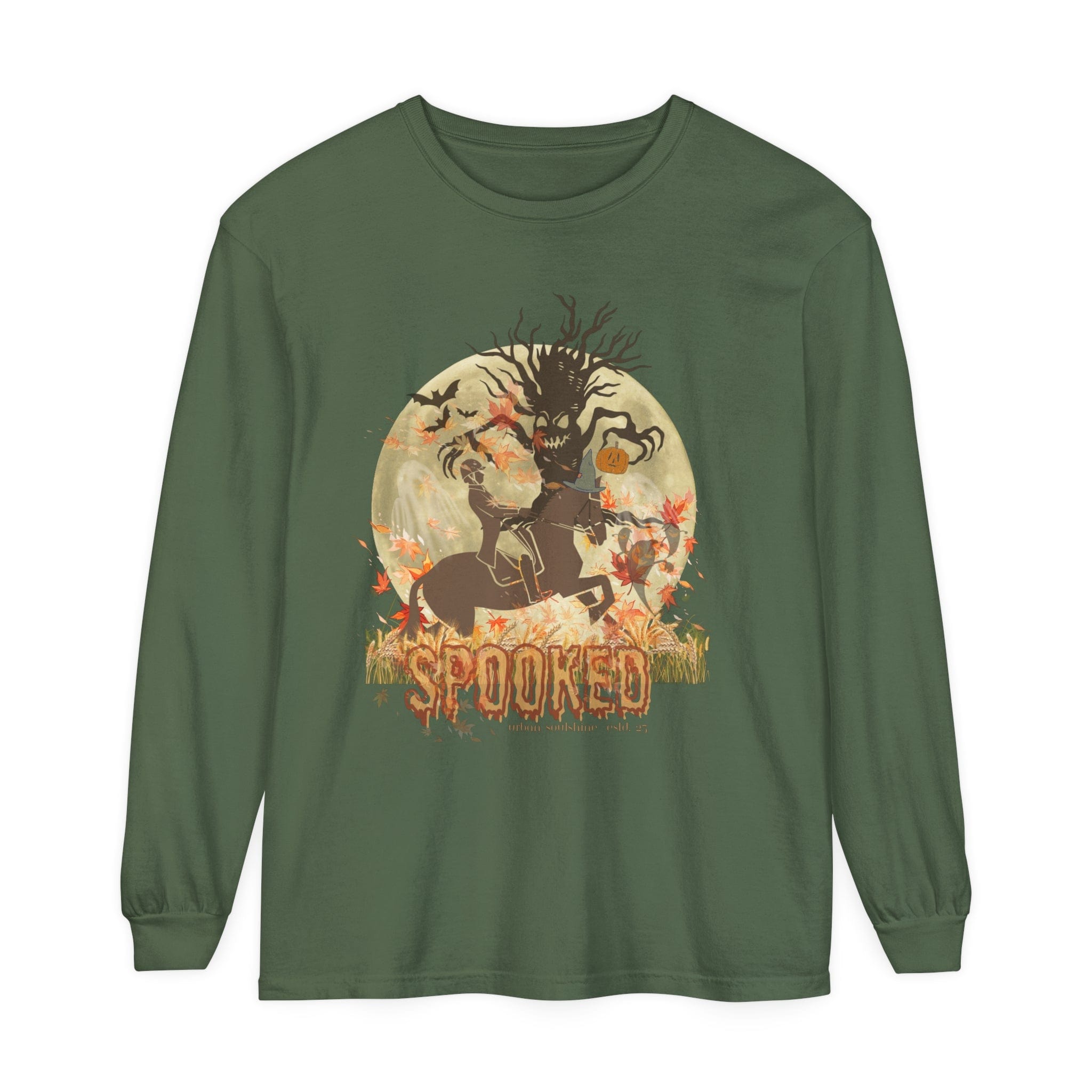 Urban SoulShine & co Long-sleeve Hemp / S Spooked Horse Trail Long-Sleeve Halloween Tee (unisex)